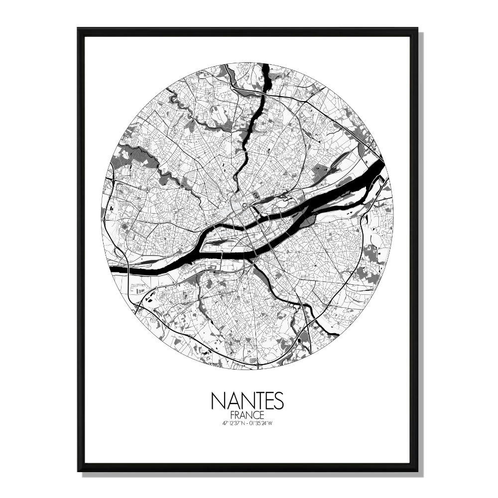- Affiche Nantes Carte ronde 40x50