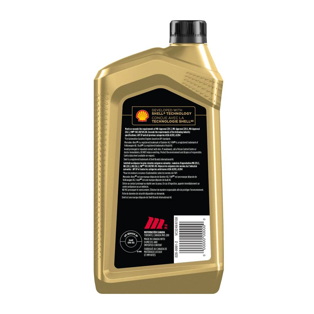 MotoMaster OEPLUS European Premium 0W40 Synthetic Engine/Motor Oil, 946-mL