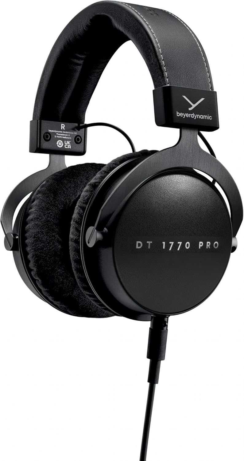beyerdynamic DT 1770 PRO MKII Wired Over-Ear Headphones, 30 Ohm, Closed-Back Professional Recording Studio Monitor. 2 Detachable Cables, Velour & Leatherette Ear Pads, Handmade in Germany. Black
