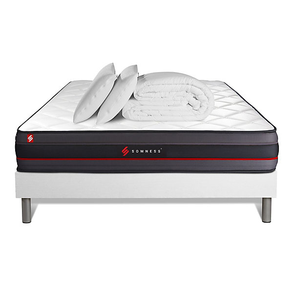 Pack sommier kit matelasMémoire de forme avec couette et oreillers