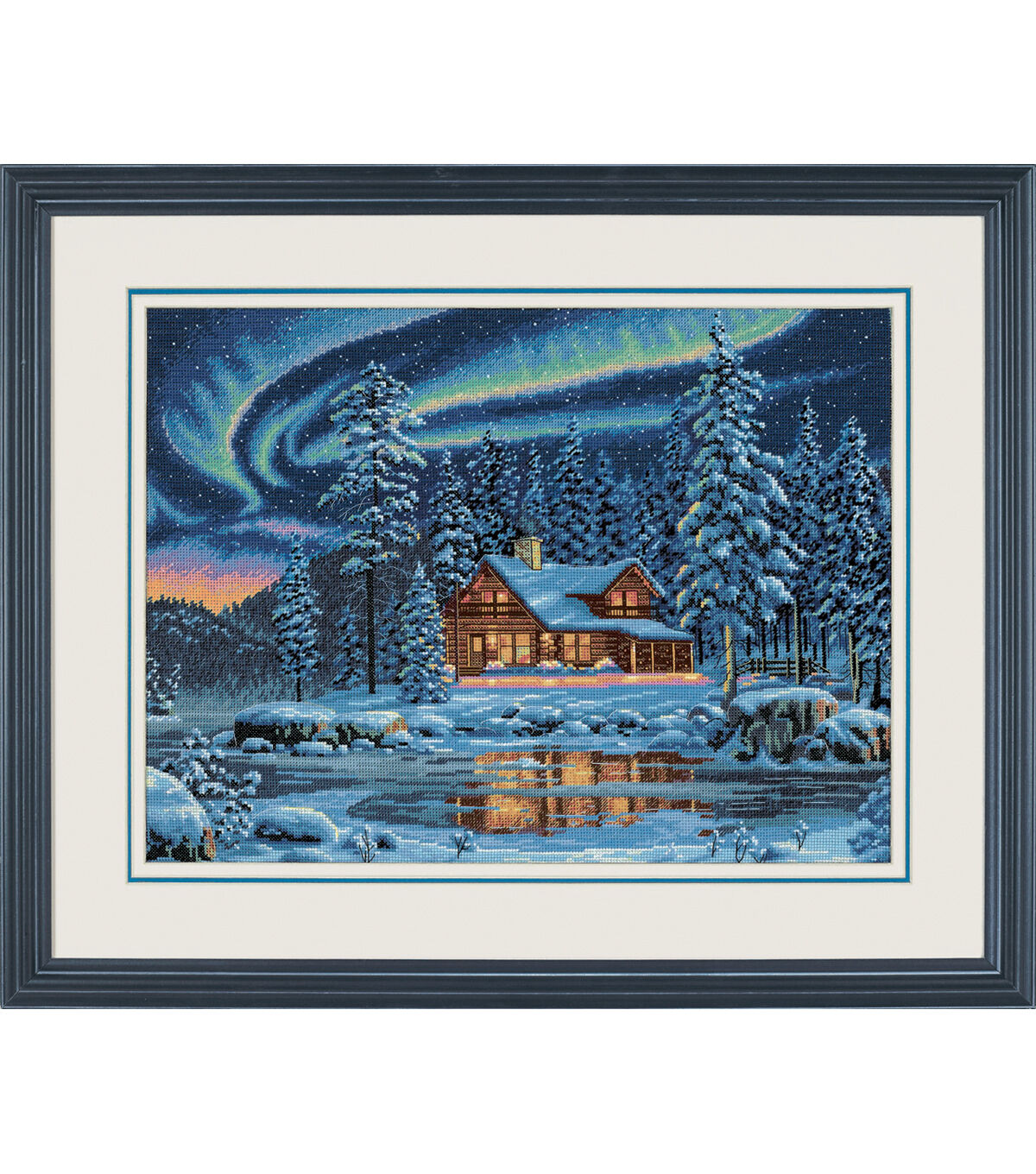 Dimensions 16 x 12 Aurora Cabin Counted Cross Stitch Kit