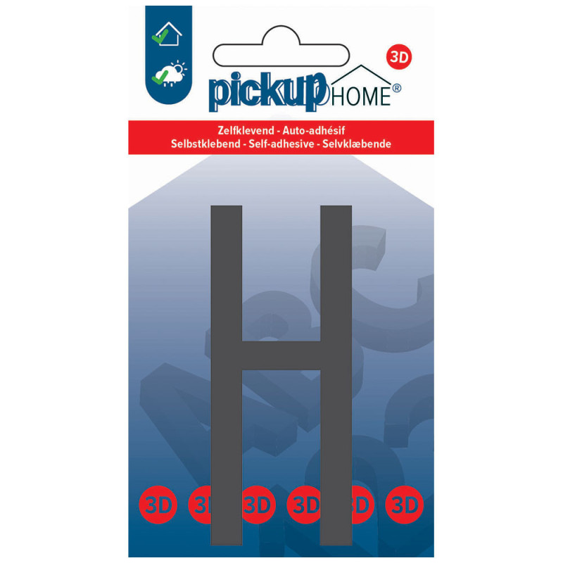 Lettre H adhésive Stockholm grise 9 cm PICKUP