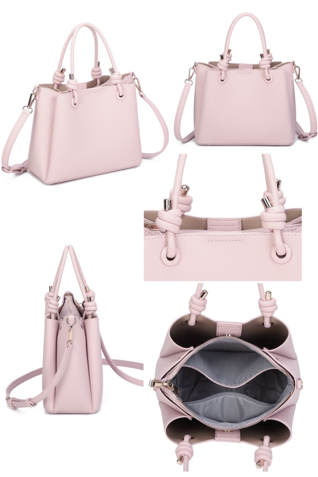 Fontanella Fashion Noema Triple-Compartment PU Leather Top Handle Tote Bag