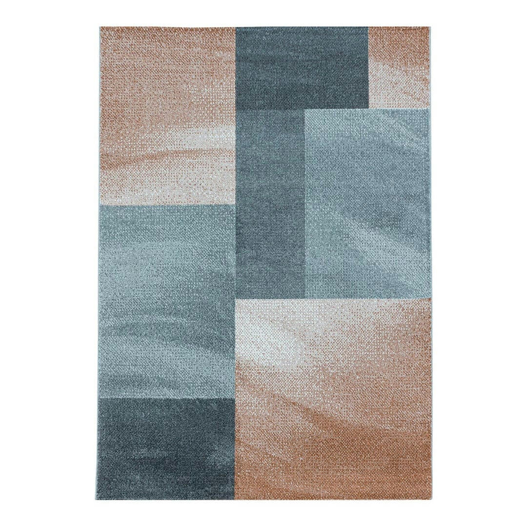 HIRONDELLE - Tapis géométrique design en polypropylène orange 80x150