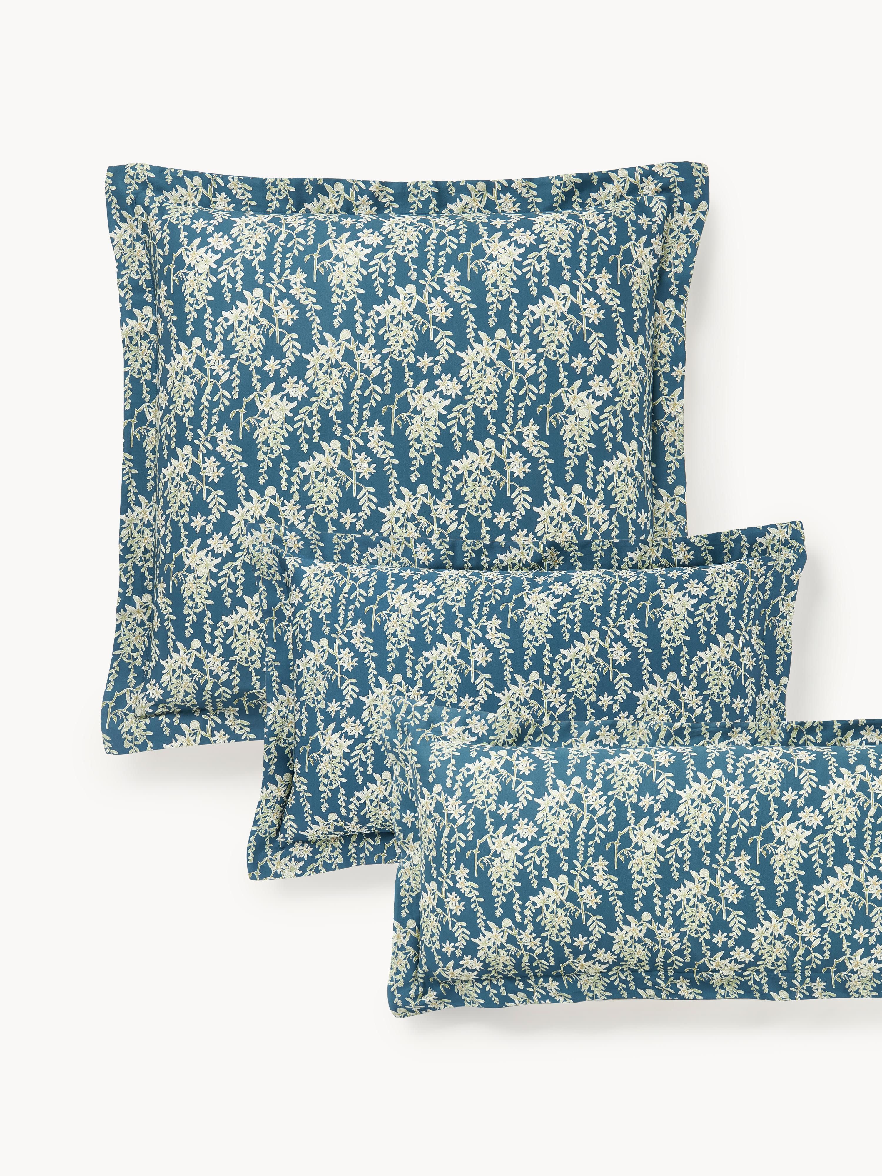 Baumwollsatin-Kopfkissenbezug Leticia mit Blumen-Print