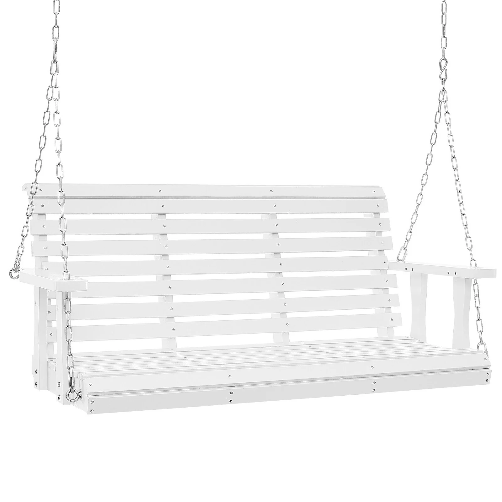 White Cedar Wood Porch Swing with Steel Chains and Weatherproof Coat - 54” L x 28” W x 23.6” H
