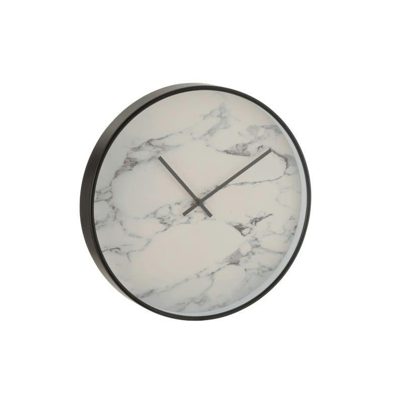 EFFET MARBRE - Horloge plastique noir D40cm