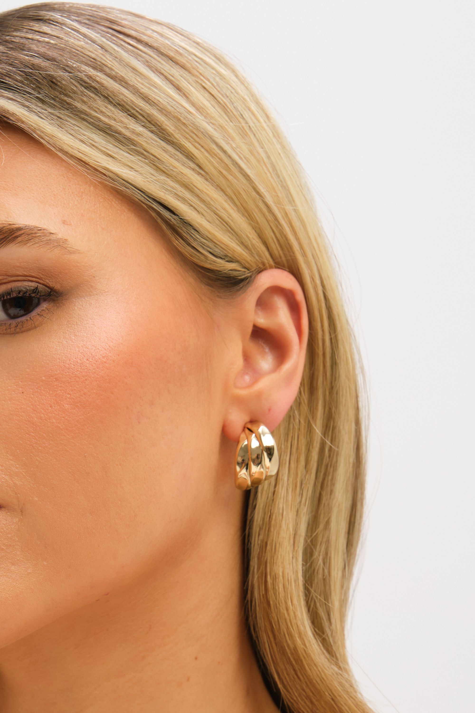 Jon Richard Gold Plated Multirow Molten Hoop Earrings