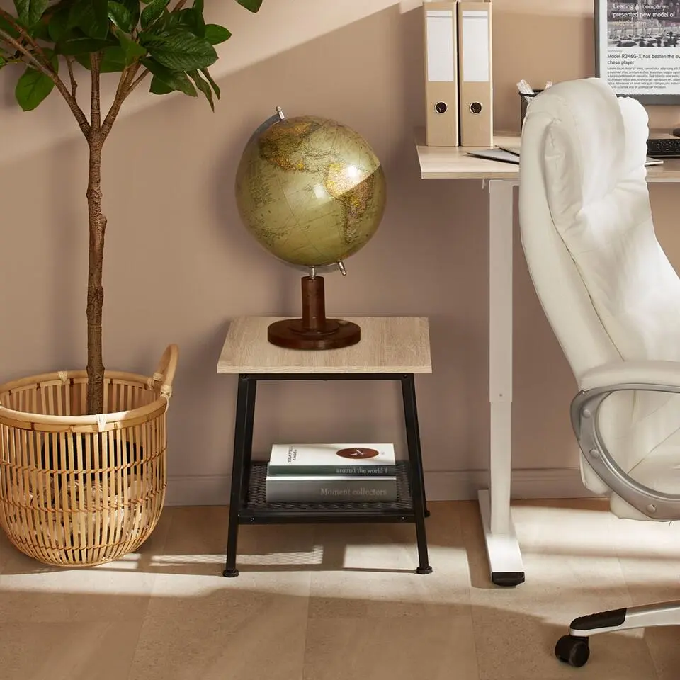 tectake Bijzettafel Bedford 45,5x45x47cm, Industrieel Licht Hout, Eiken Sonoma