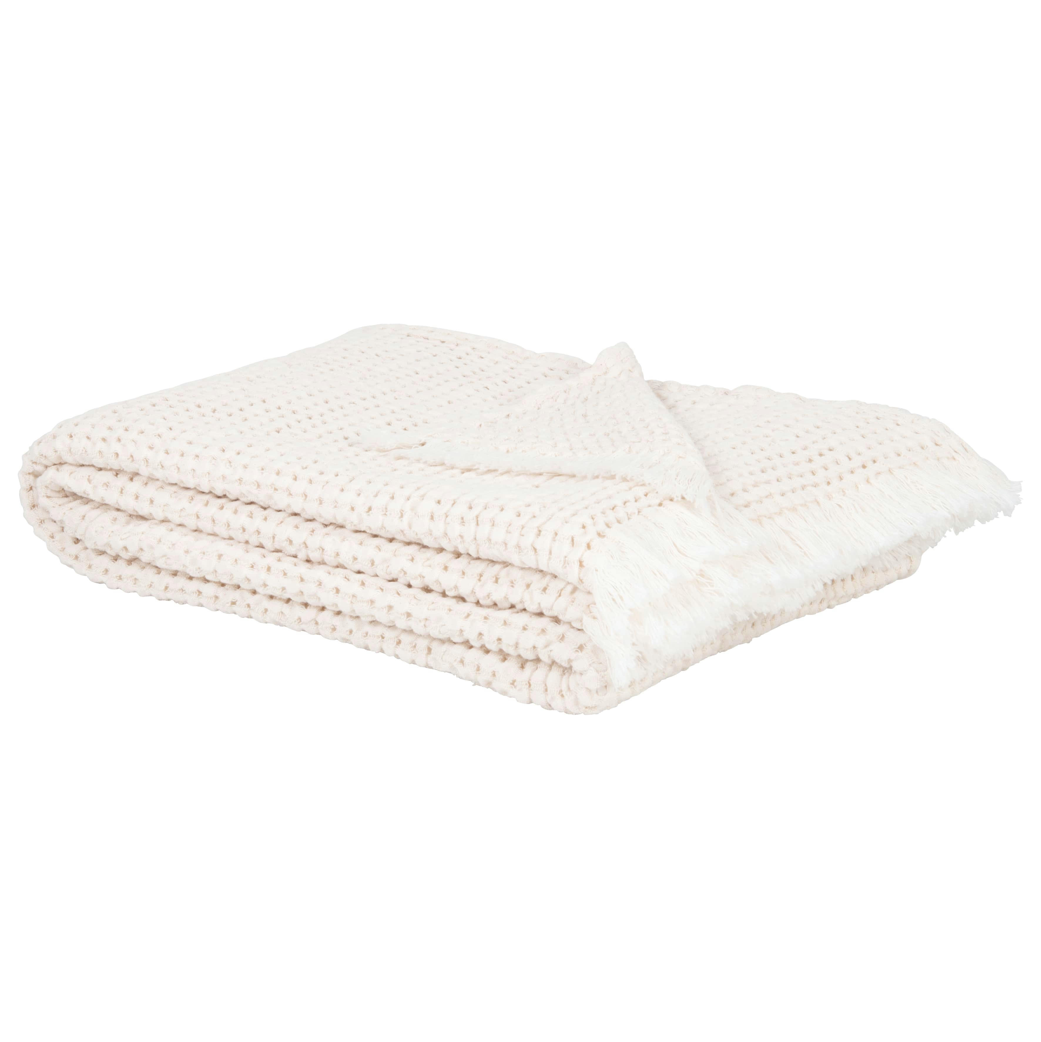 BRON - Plaid en gaze de coton biologique gaufré beige 170x130