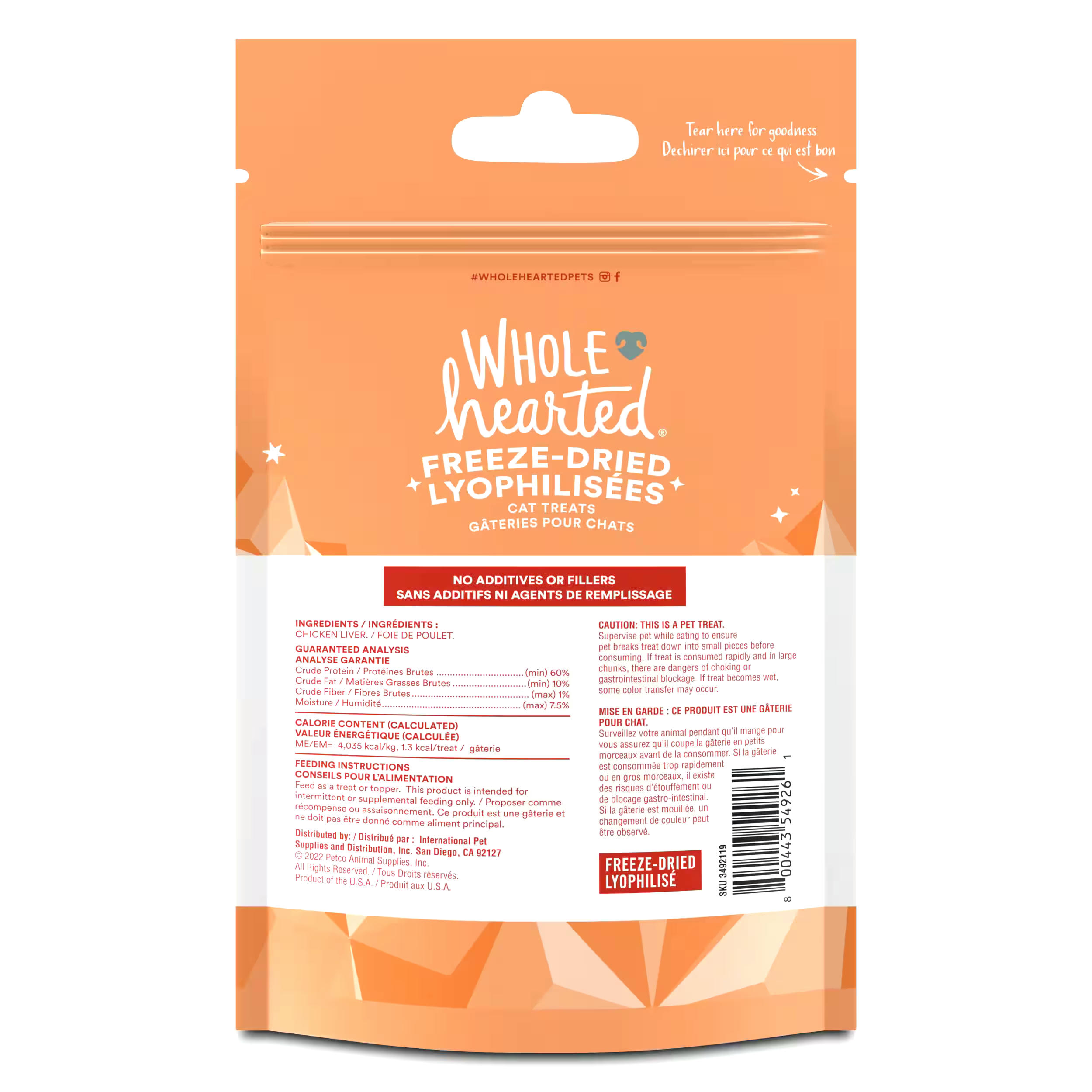 WholeHearted Freeze-Dried Chicken Liver Cat Treats, 28-g