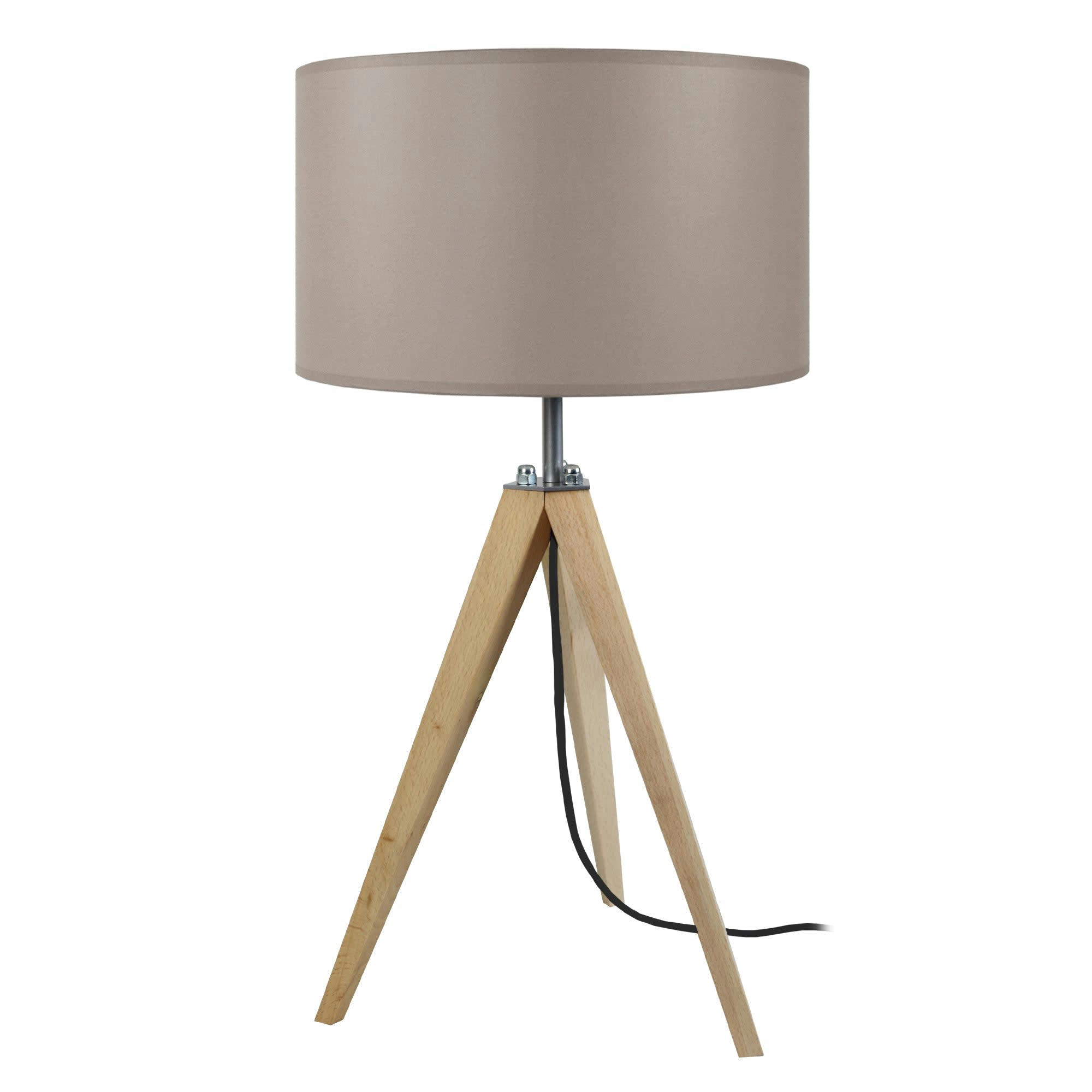 IDUN - Lampe de chevet bois naturel et taupe
