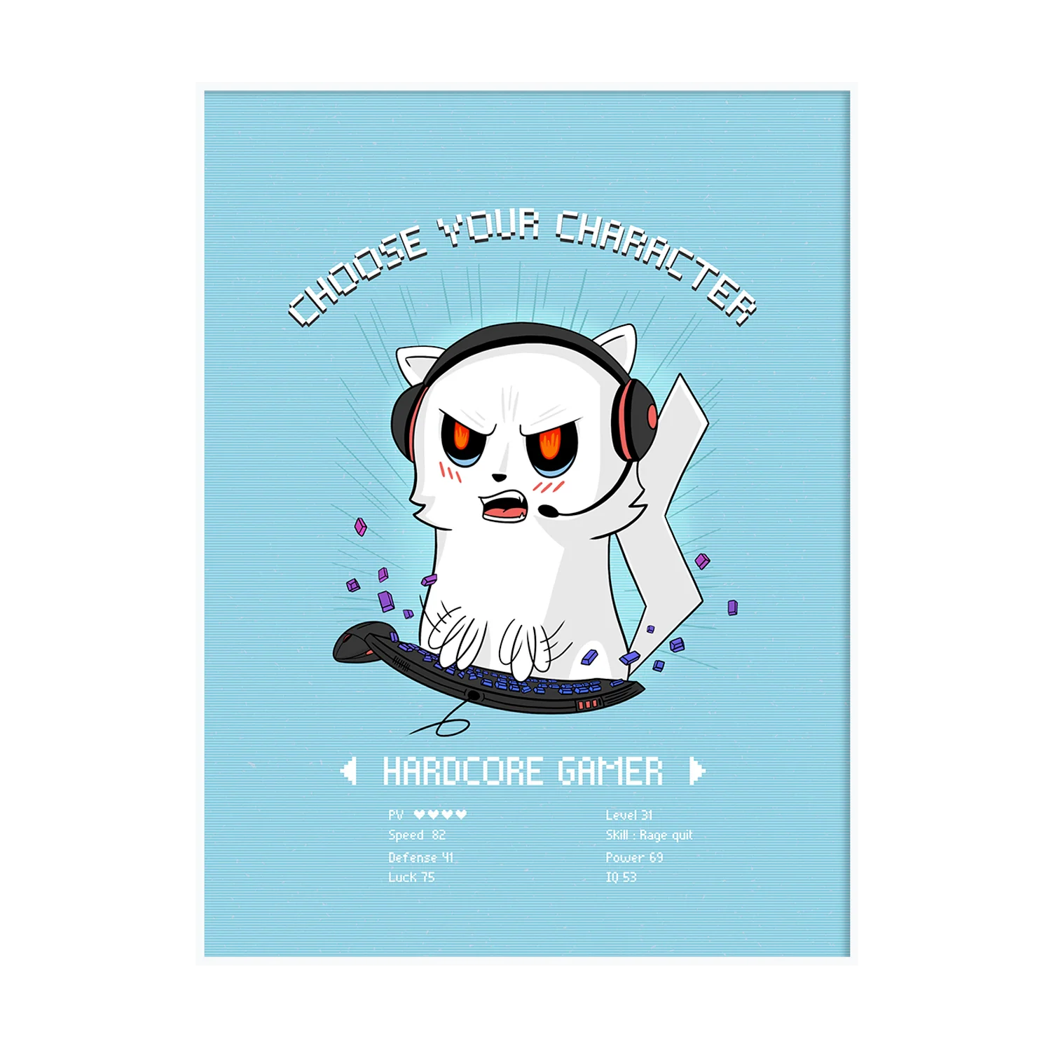 4MURS Tableau HARDCORE GAMER coloris bleu