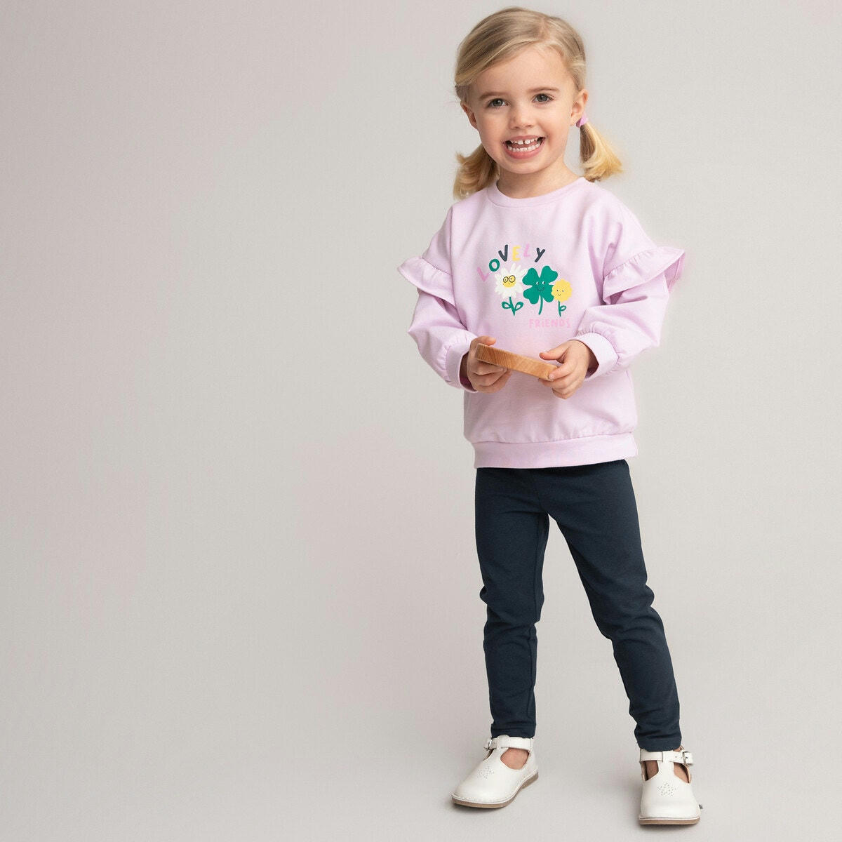 Sweat col rond en molleton, imprimé floral devant