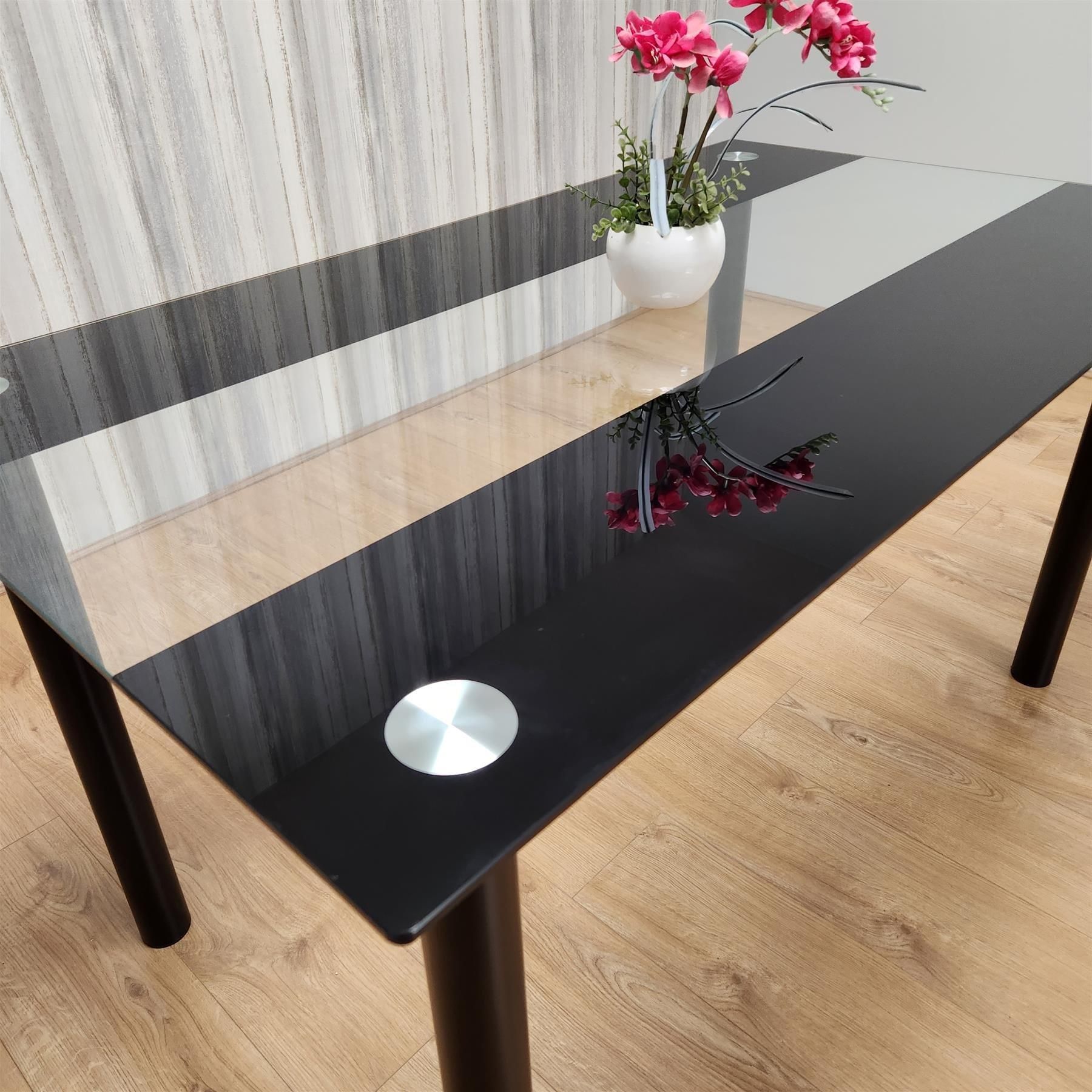 KOSY KOALA Dining Table Clear Glass Kitchen Place for 6 Seats, Dining Table Only (Clear H 75 x L 140 x W 80 cm)