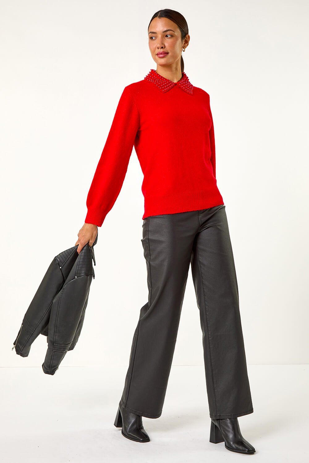Roman Faux Pearl Collar Jumper