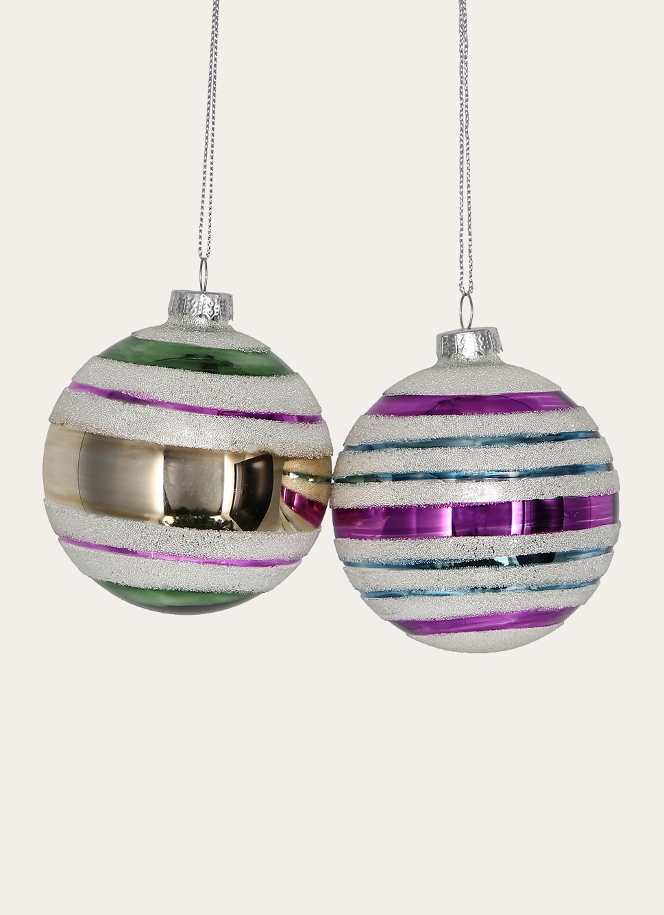 BOULE DÉCORÉE DE RAYURES (MODÈLE ALÉATOIRE) AMETHYSTE/EMERAUDE