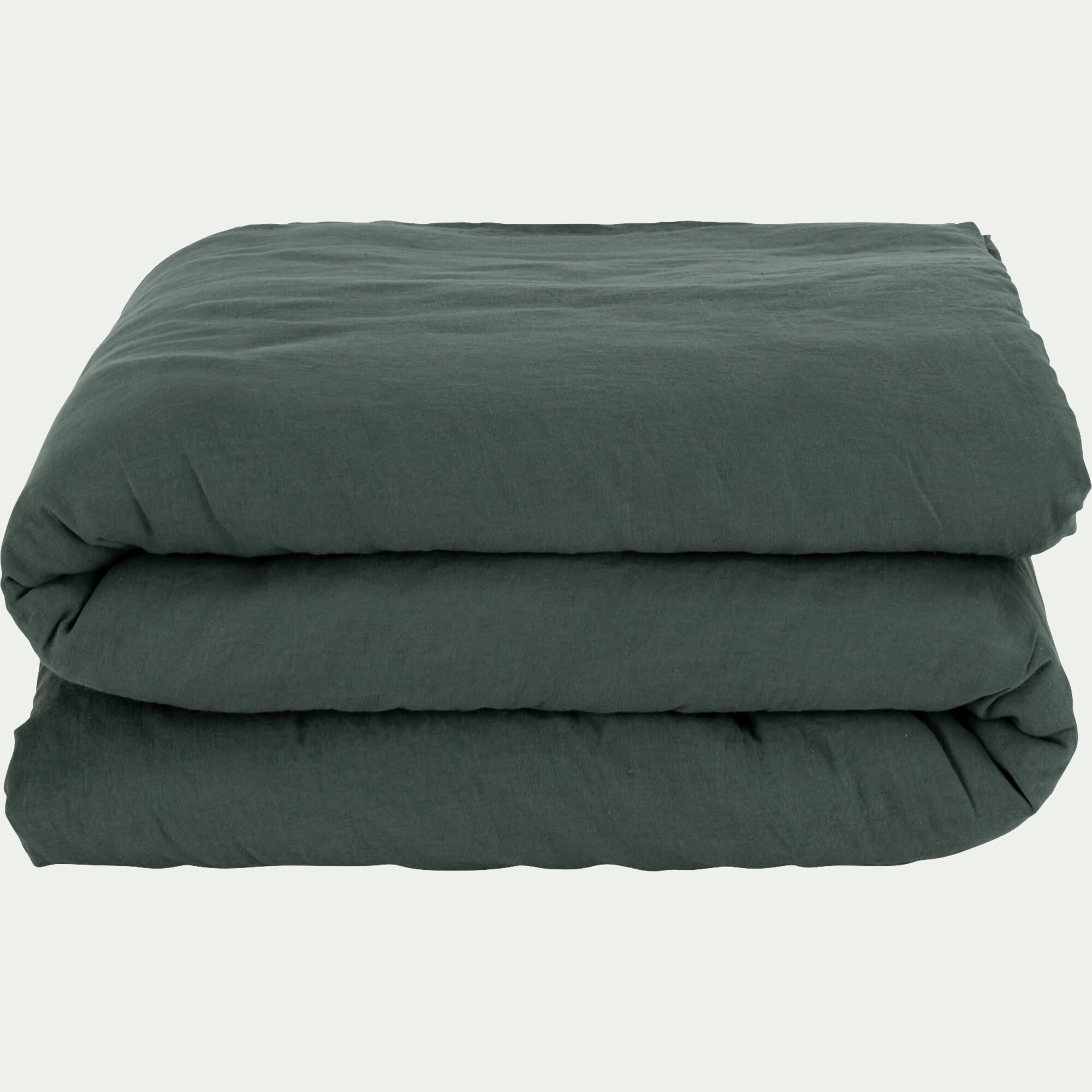 VENCE - Housse de couette en lin lavé 240x220cm - vert cèdre