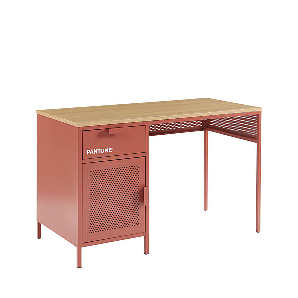 Nino - Bureau 1 porte 1 tiroir en métal PANTONE L120cm - Terracotta
