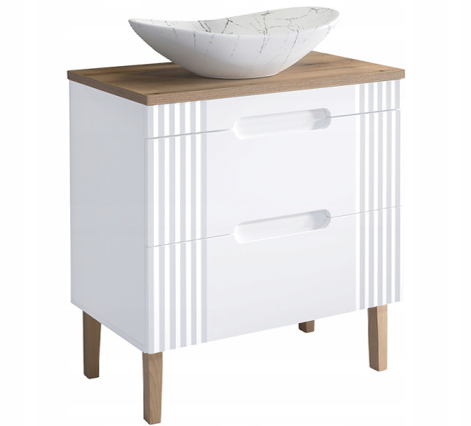 Szafka 80 cm FIJI WHITE a z umywalką LENA MW17