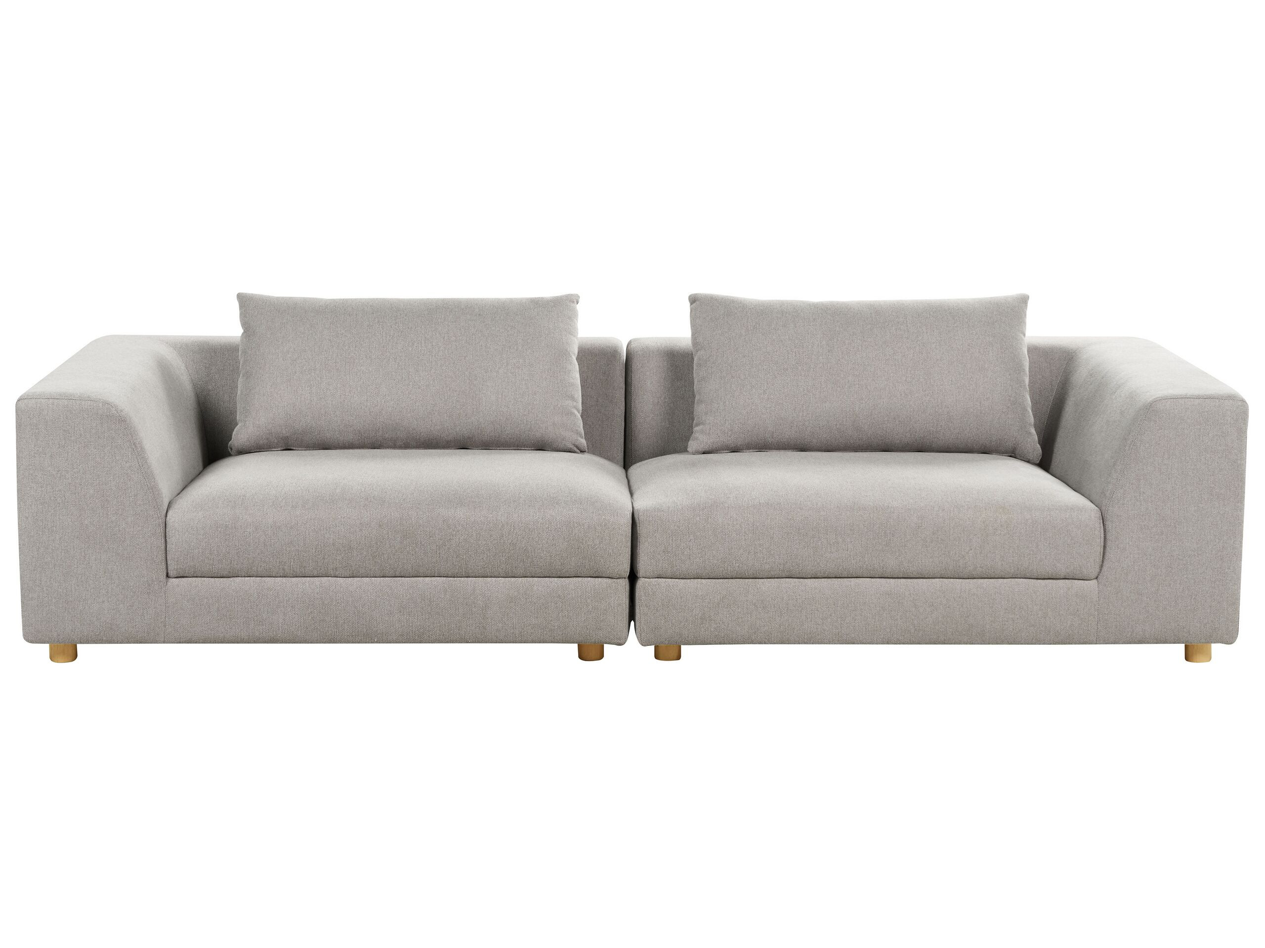 Sofa trzyosobowa z poduszkami jasnoszara
