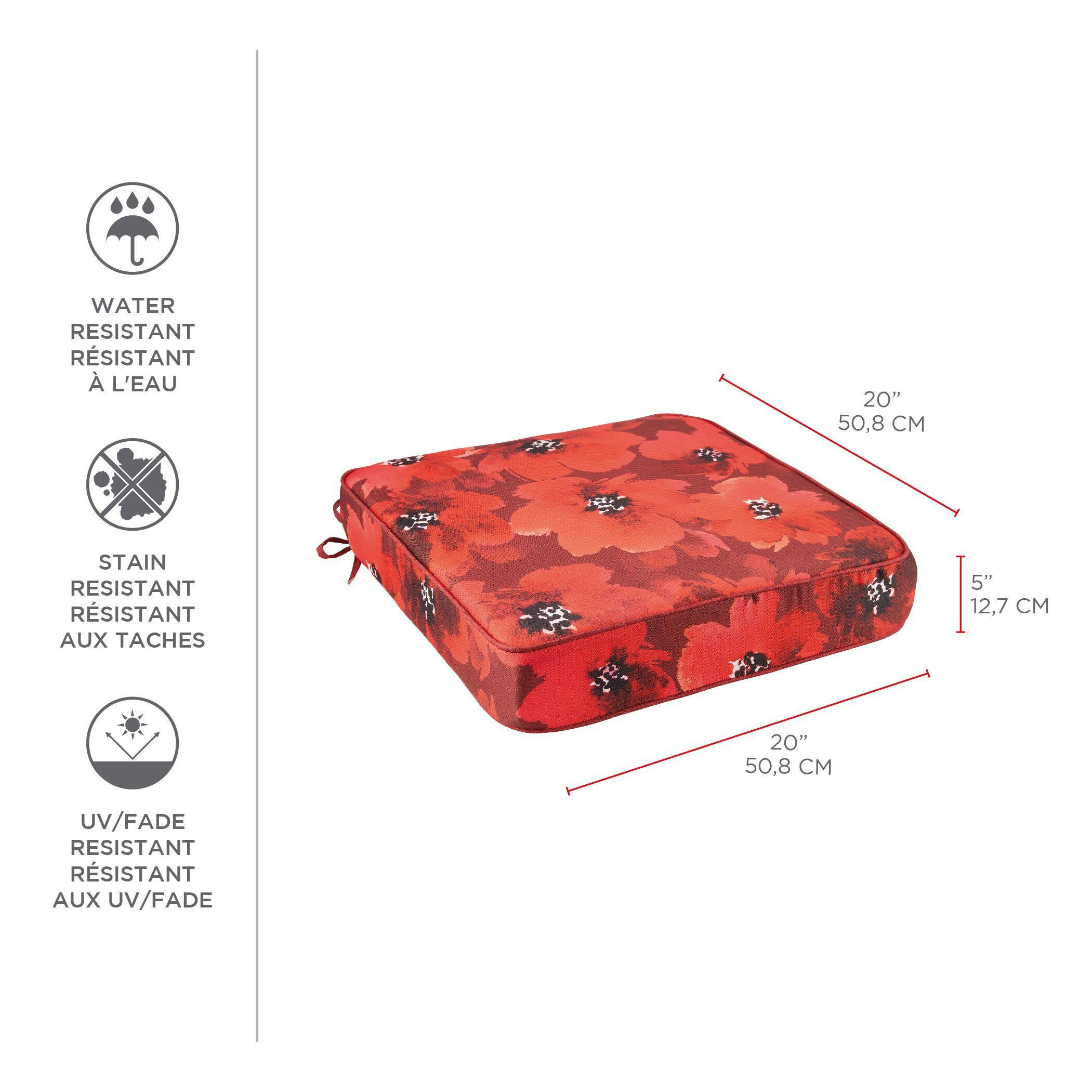 CANVAS Bloom Patio UV, Water & Stain Resistant Chair & Seat Pad, Red