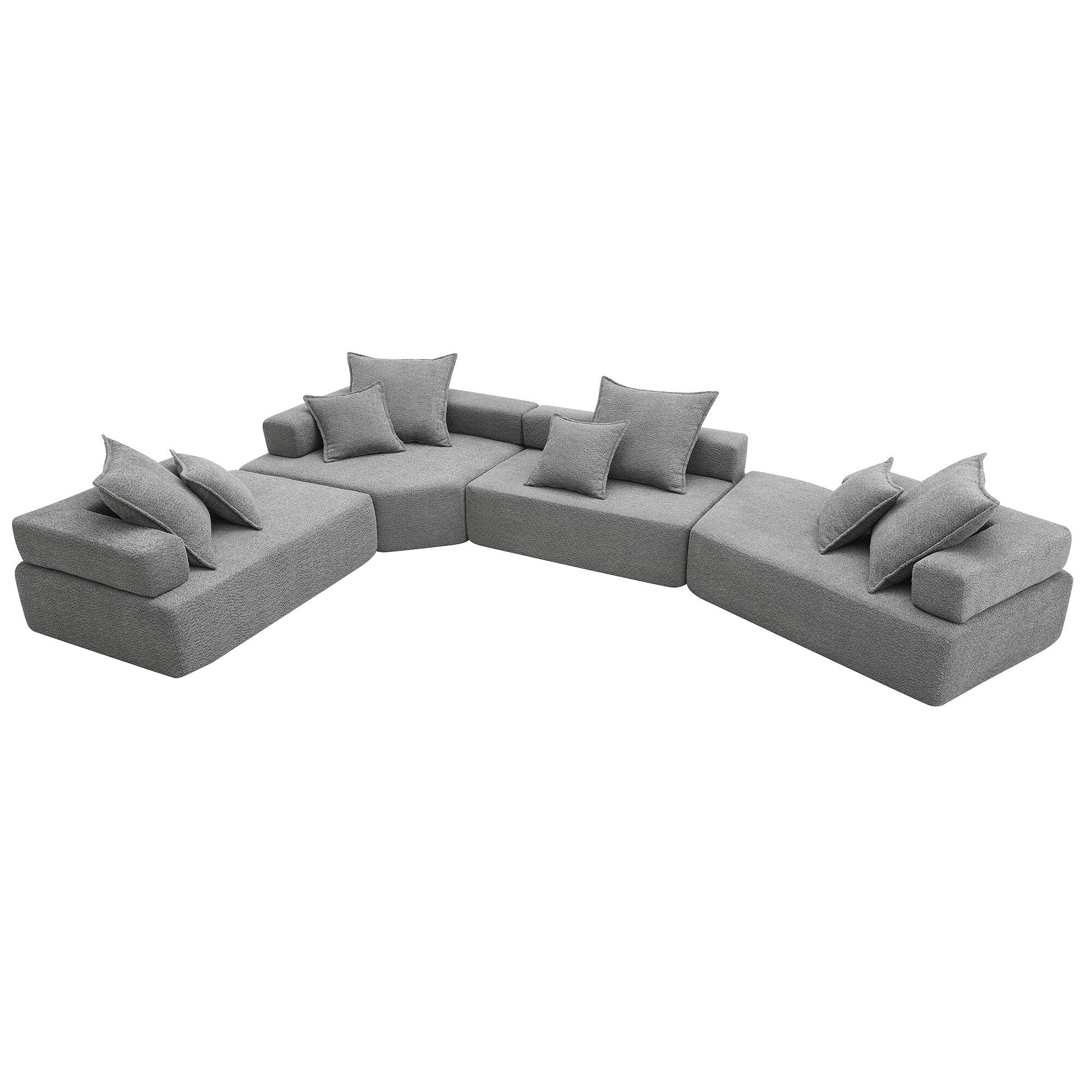 Modern Modular Sofa with Full Sponge Construction, Boucle Cushion and Oversized Seating for Living Room or Guest Room