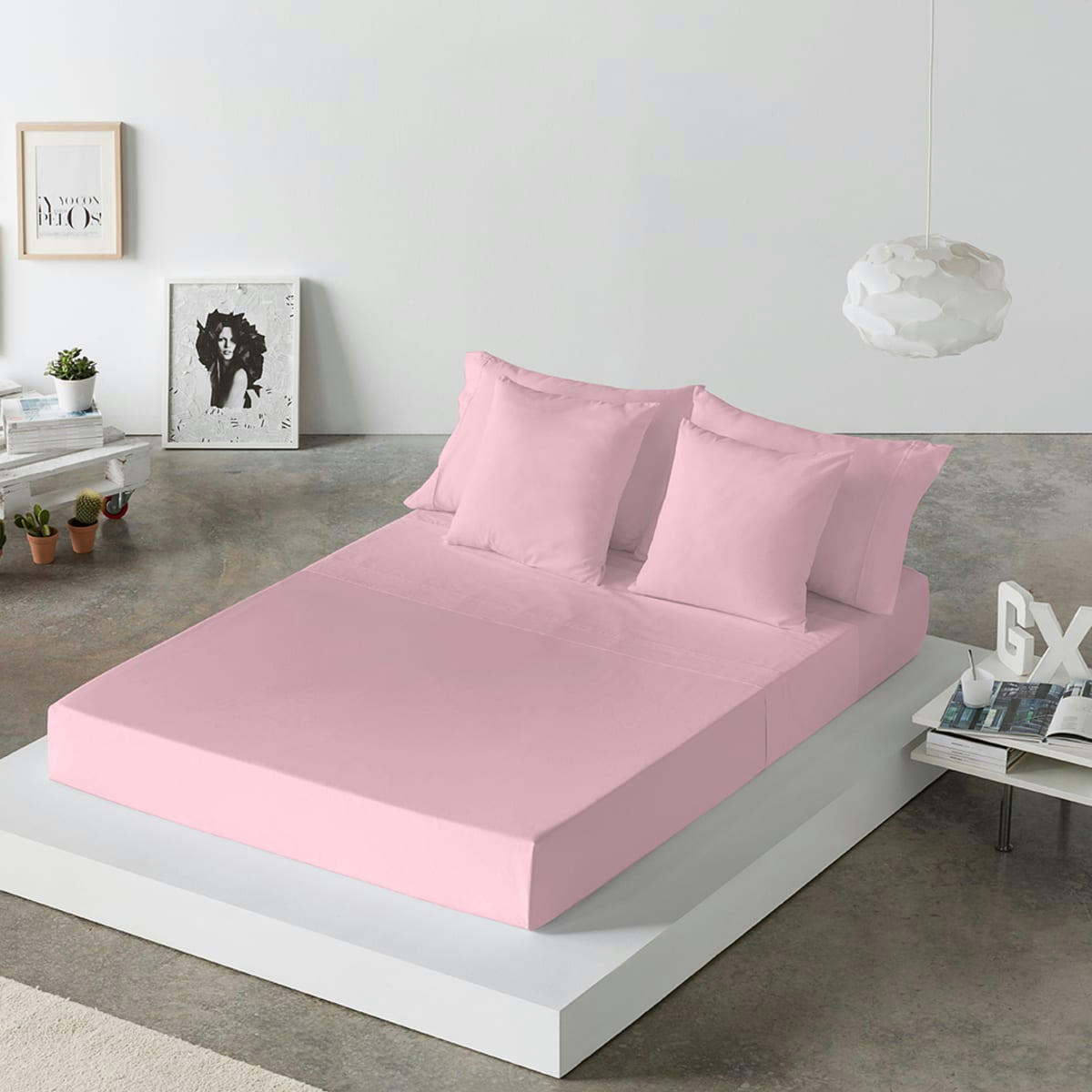 CASUAL DDL - Drap de lit en coton rose 250x280