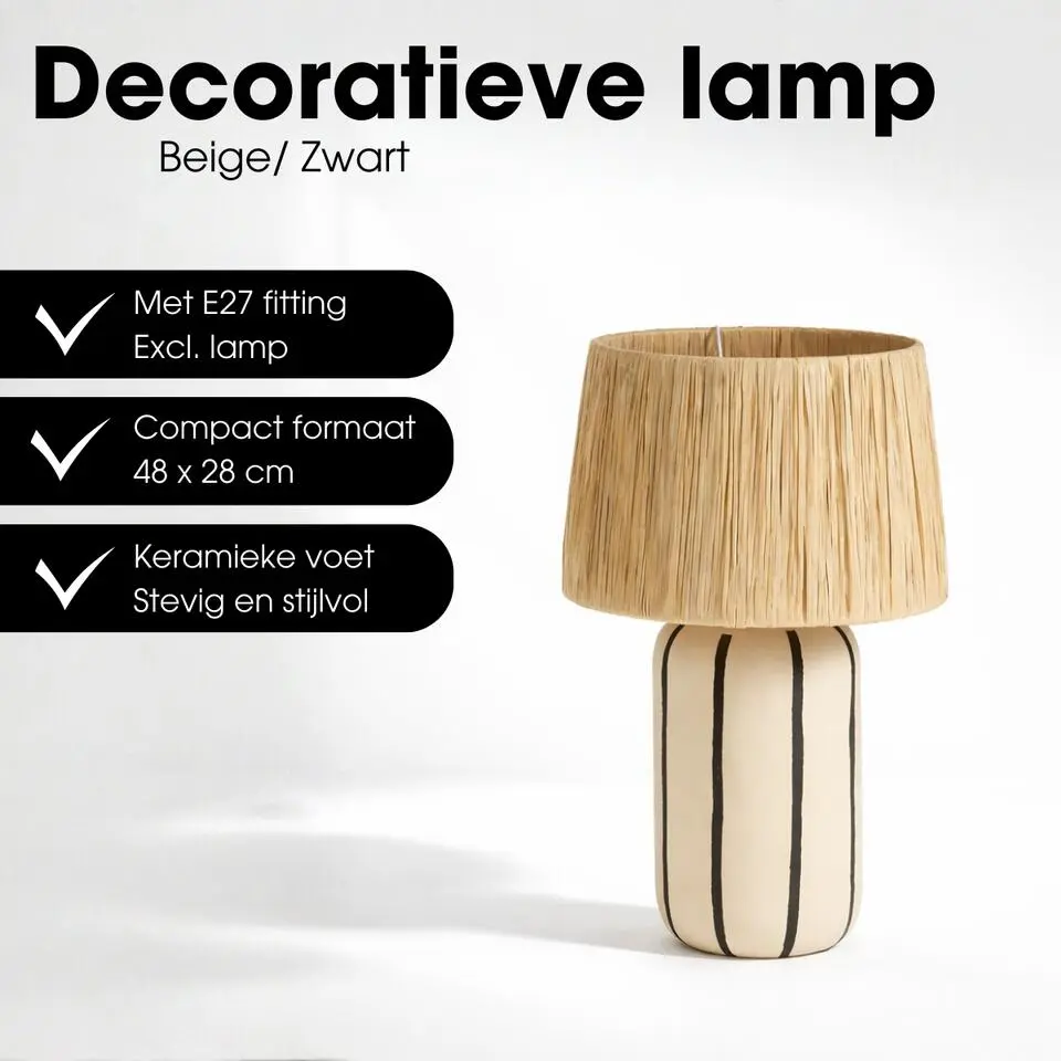 Mica Decorations Denton Tafellamp Woonkamer - Beige