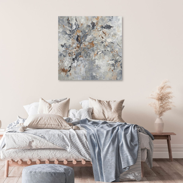 Feeby Obraz na płótnie, Abstrakcja Botanika Szary Złoty 30x30