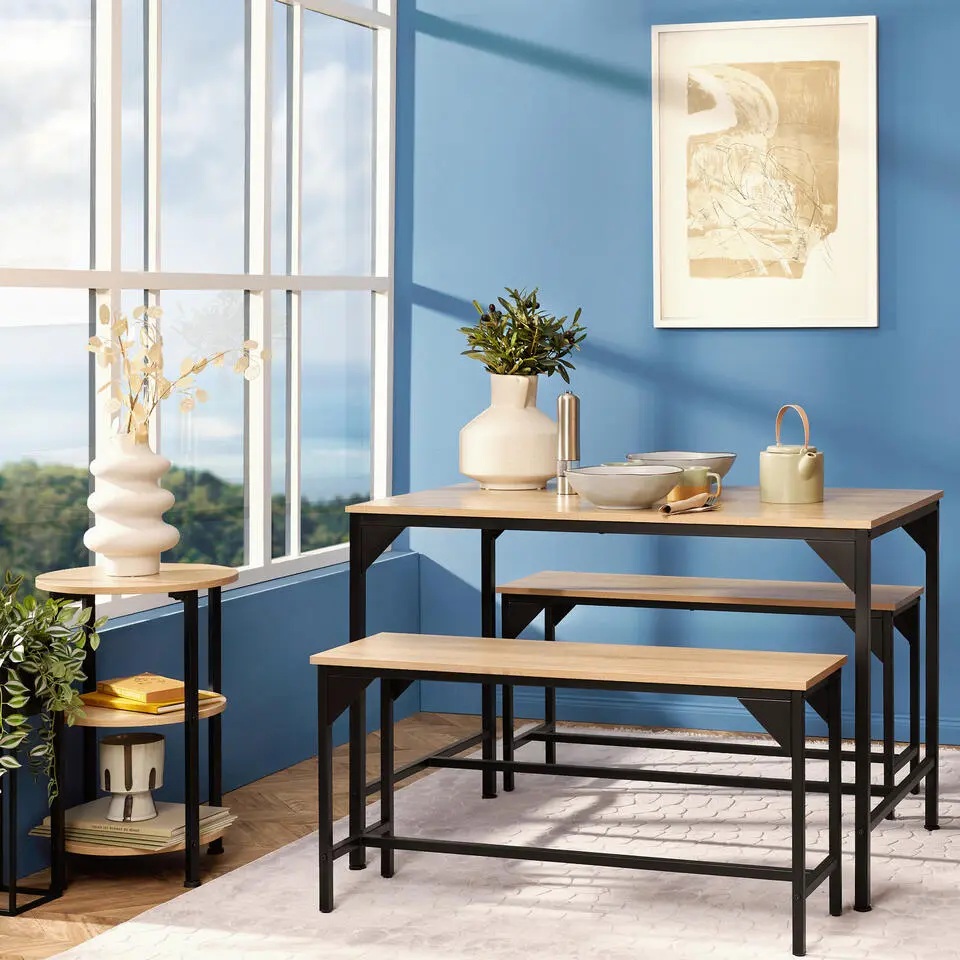 tectake - Eethoek Bolton 2 1, Industrieel Licht Hout, Eiken Sonoma