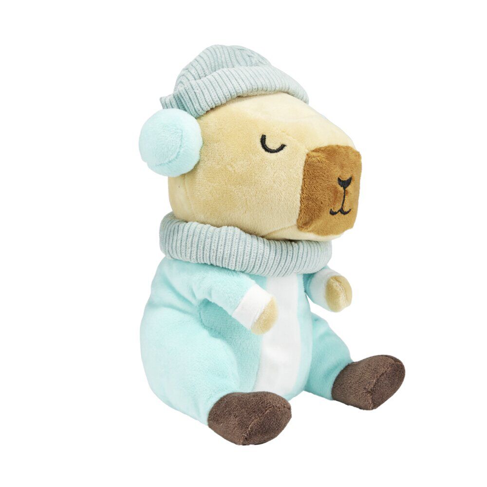 Peluche doudou enfant capybara tenue hiver polyester 11x14xH20cm (2 modèles)