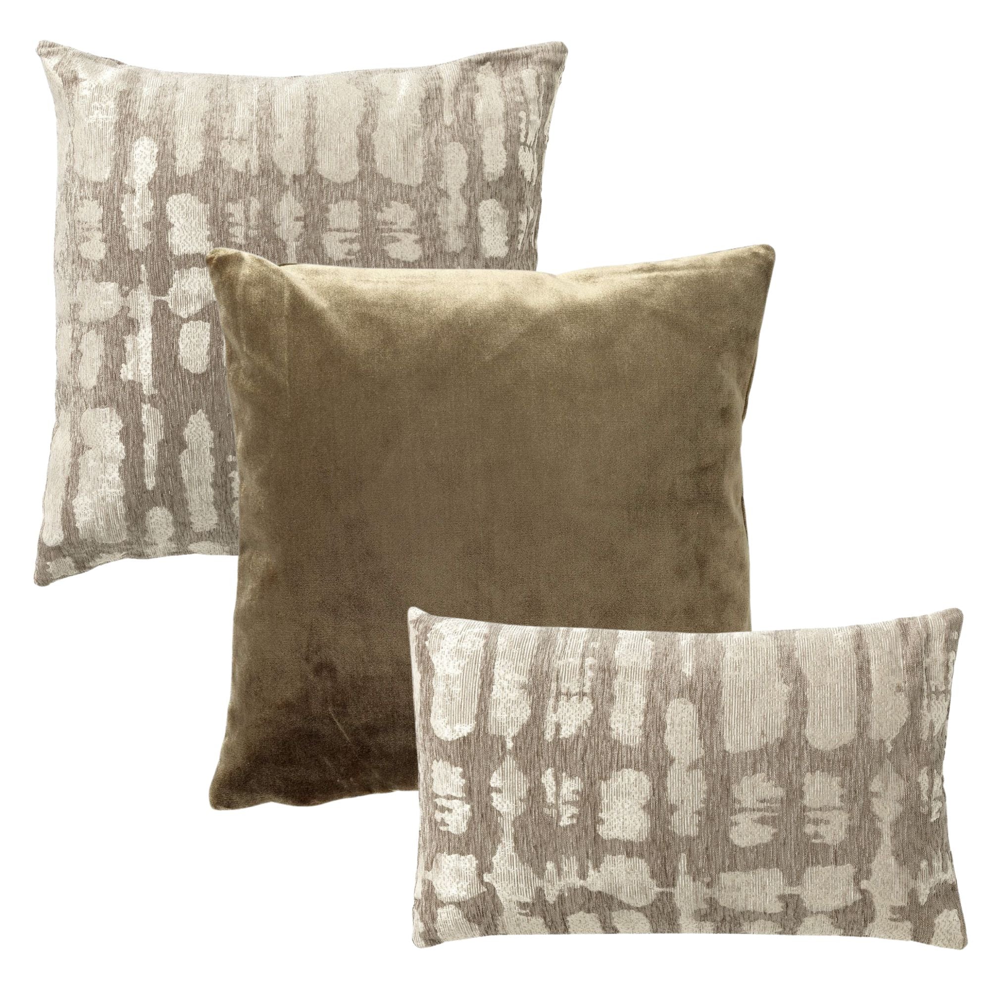 KUSSENSET | 3-delig | Celeste Curated | bruin, groen | Hoii | inclusief veren binnenkussens
