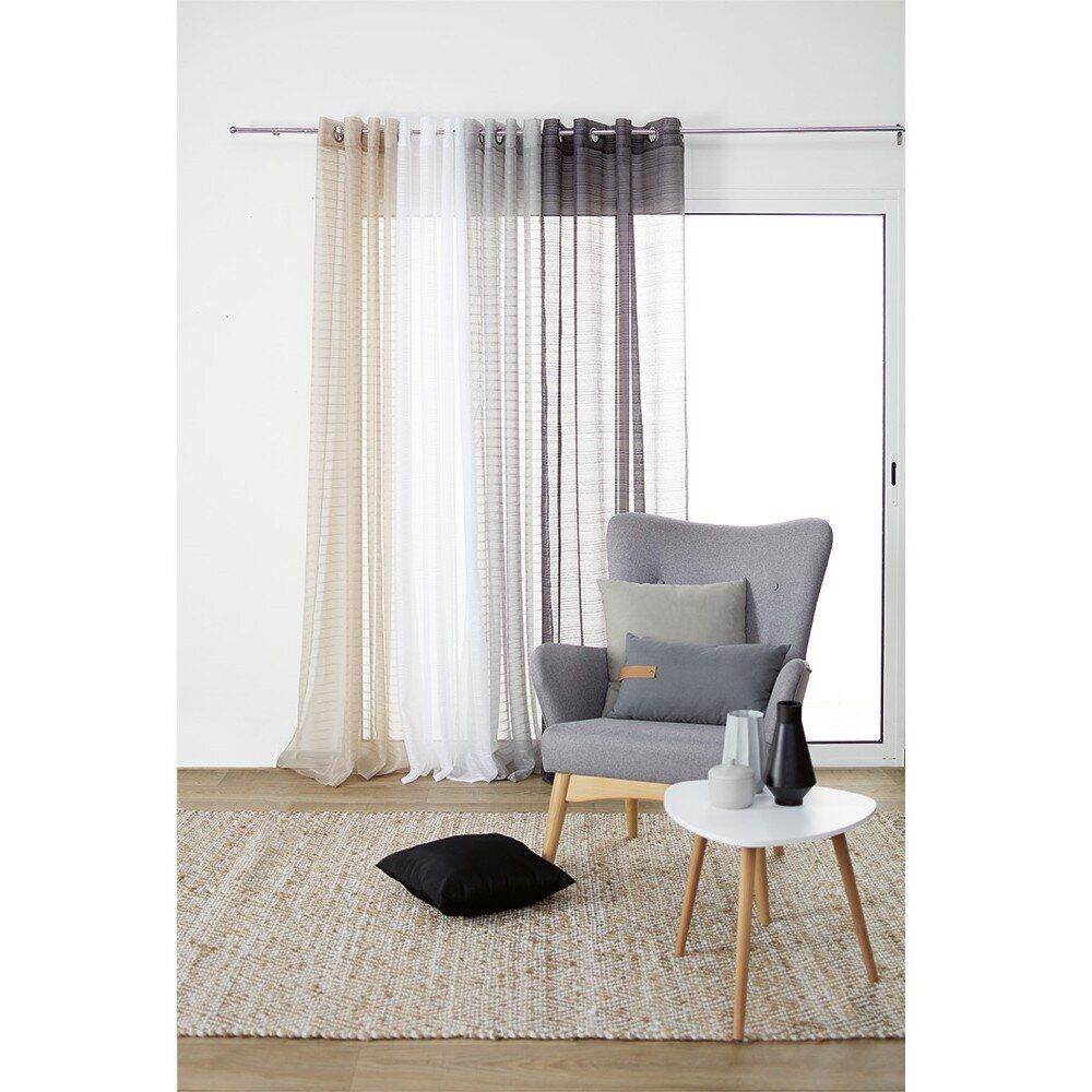 Voilage à oeillets jacquard rayures horizontales 140x240 cm