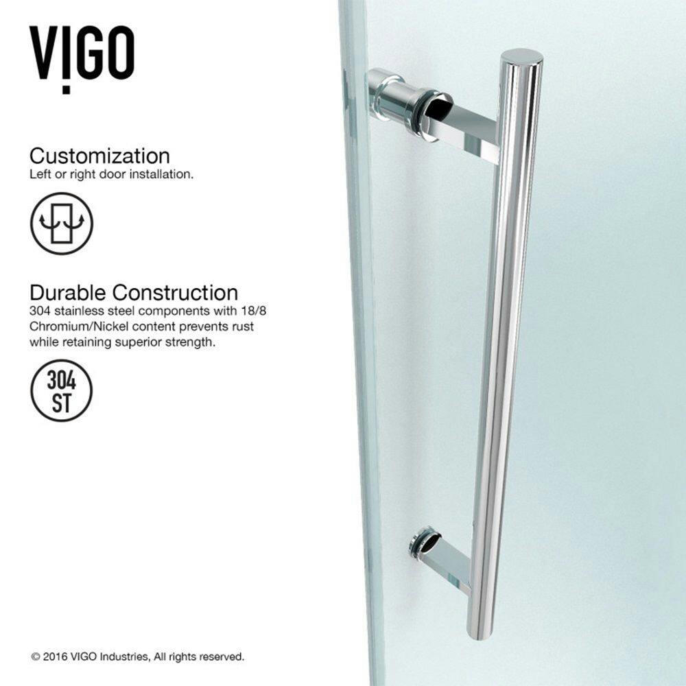 VIGO Elan Frameless Adjustable Sliding Shower Door with Clear Glass, Chrome, 68x74-in