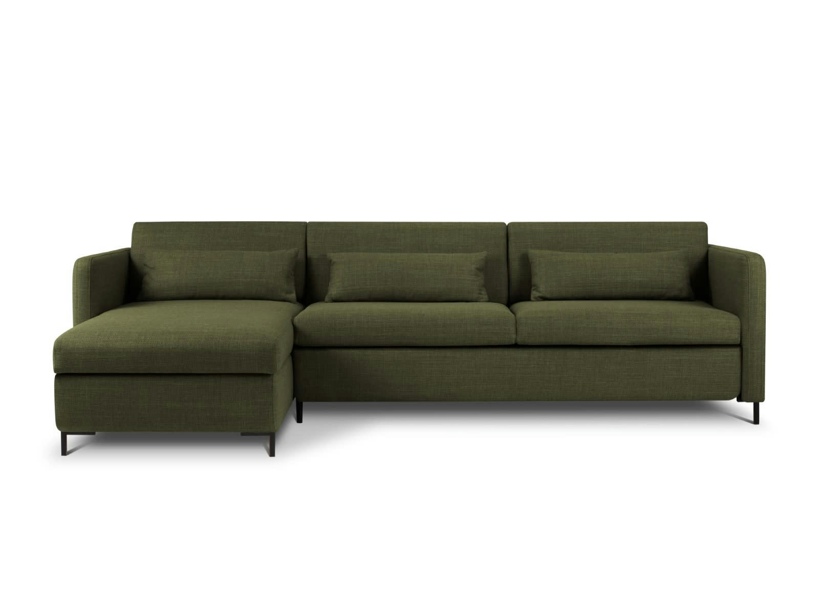 YANIS - Canapé D'Angle Gauche Conv. Coffre 5 places en Tissu Structurel Vert