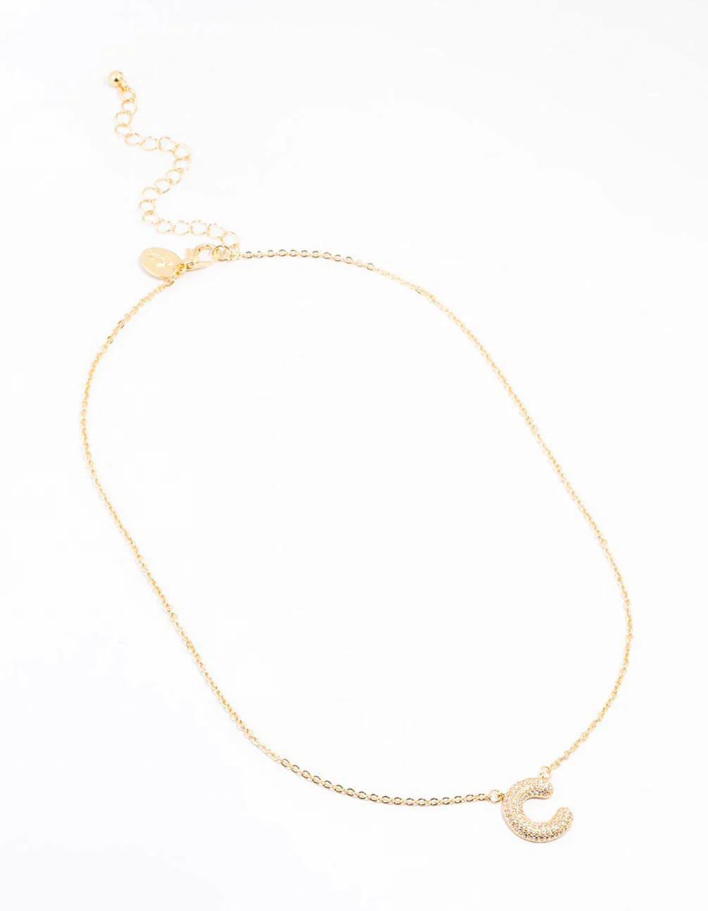 Gold Plated Pave Letter C Necklace