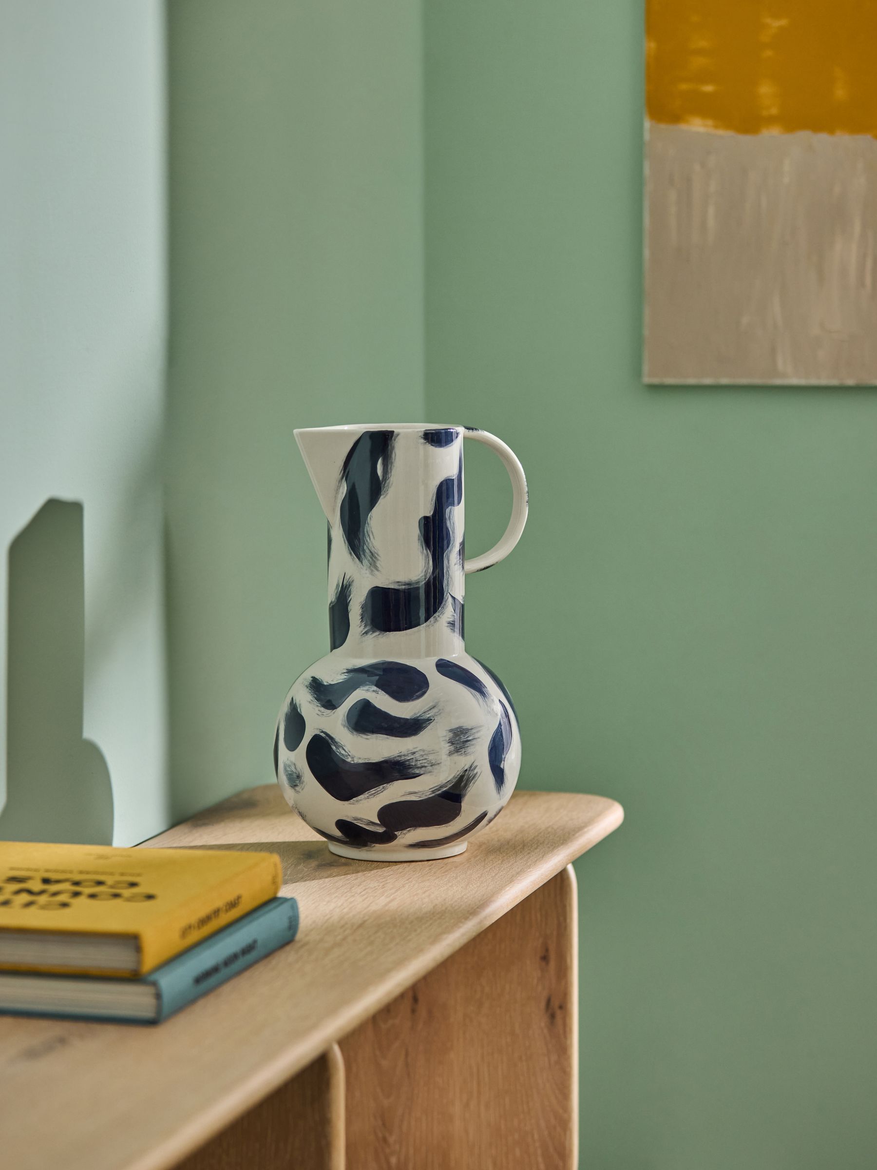 Alaina Vase Jug in Navy Hand Painted
