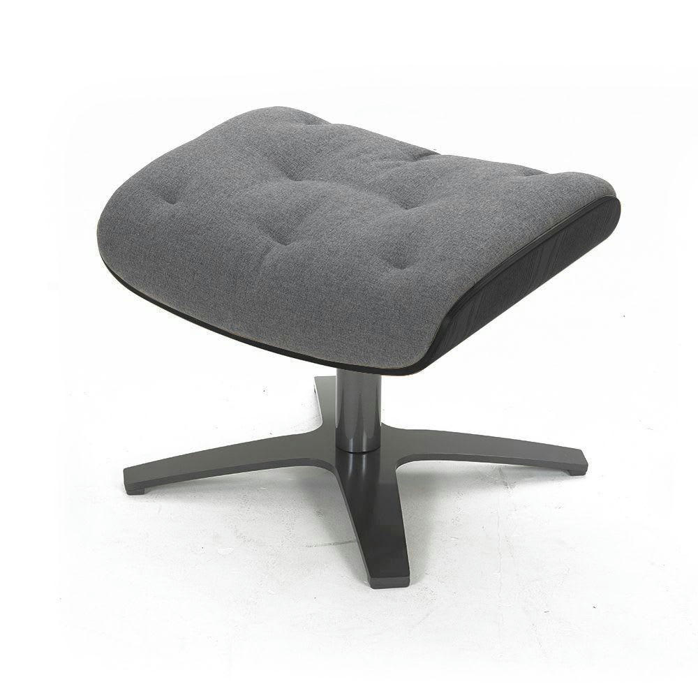 ALUDRA - Pouf Velours et Chêne Noir - Tissu Graphite