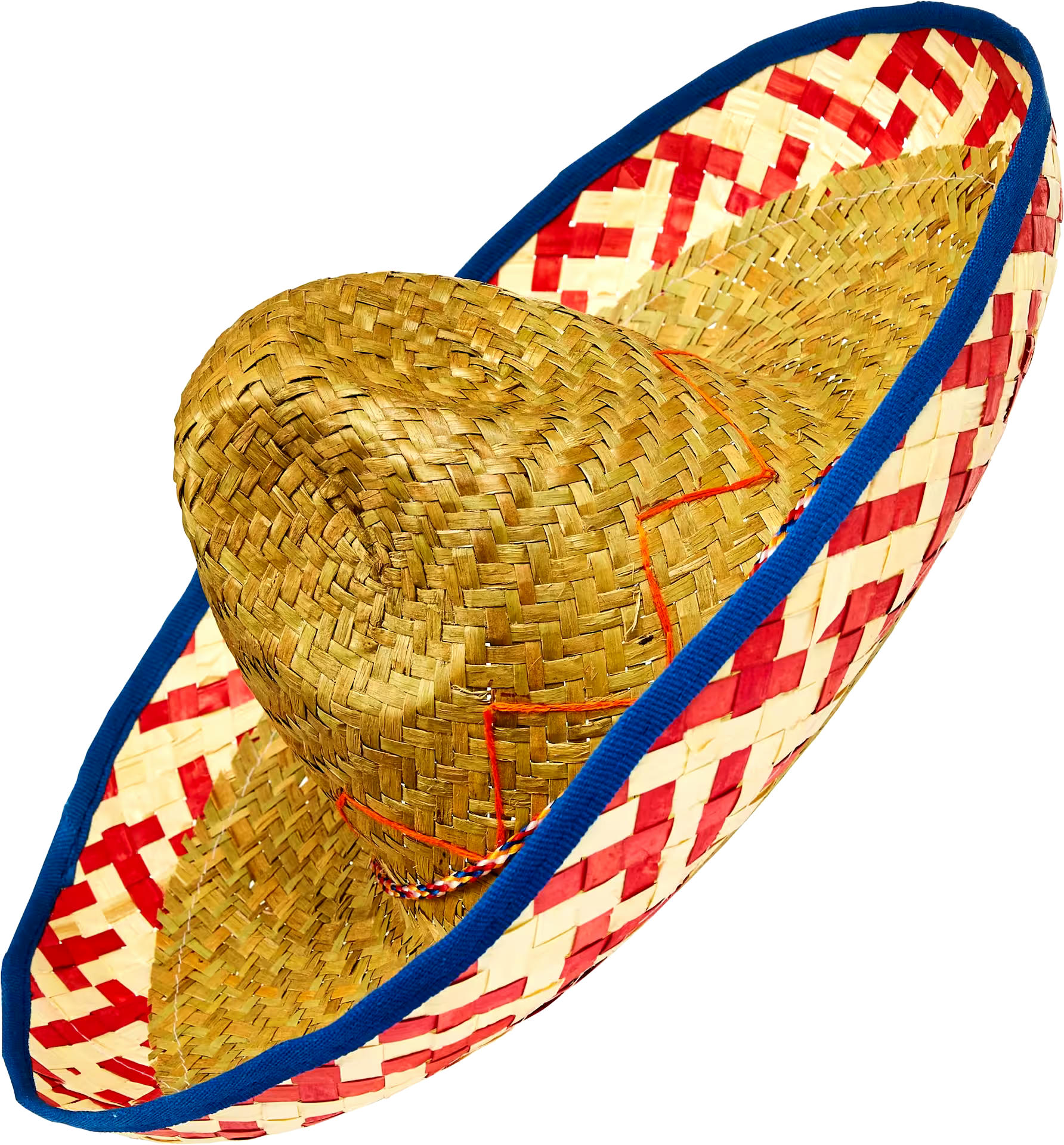 Fiesta Sombrero Straw Hat, Tan/Red, One Size, Wearable Costume Accessory for Halloween