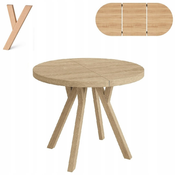Stół rozsuwany okrągły 100/150cm blat 3,6cm nogi Drewno