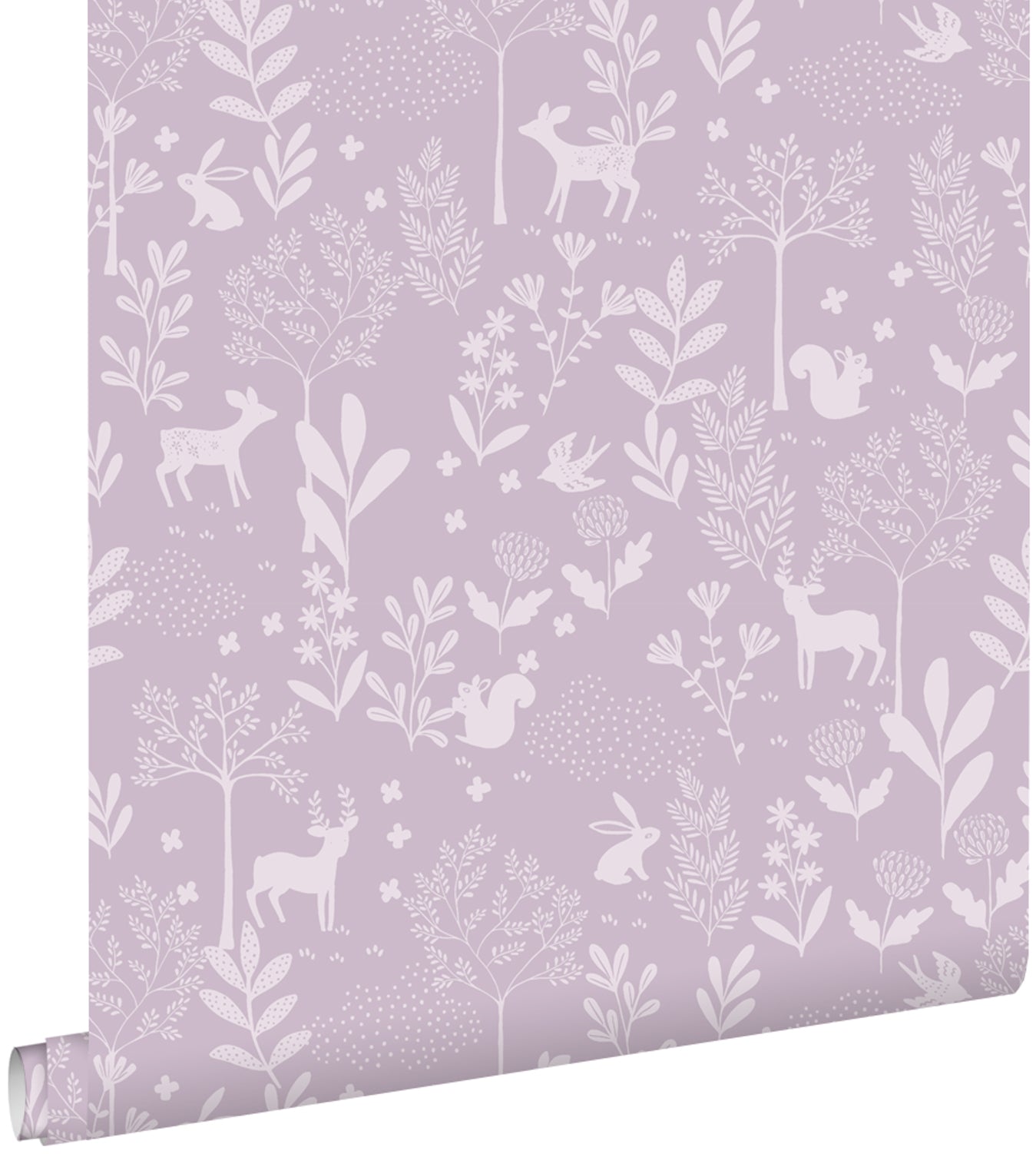 ESTAhome behang bos met bosdieren paars - 53 cm x 10.05 m - 139760