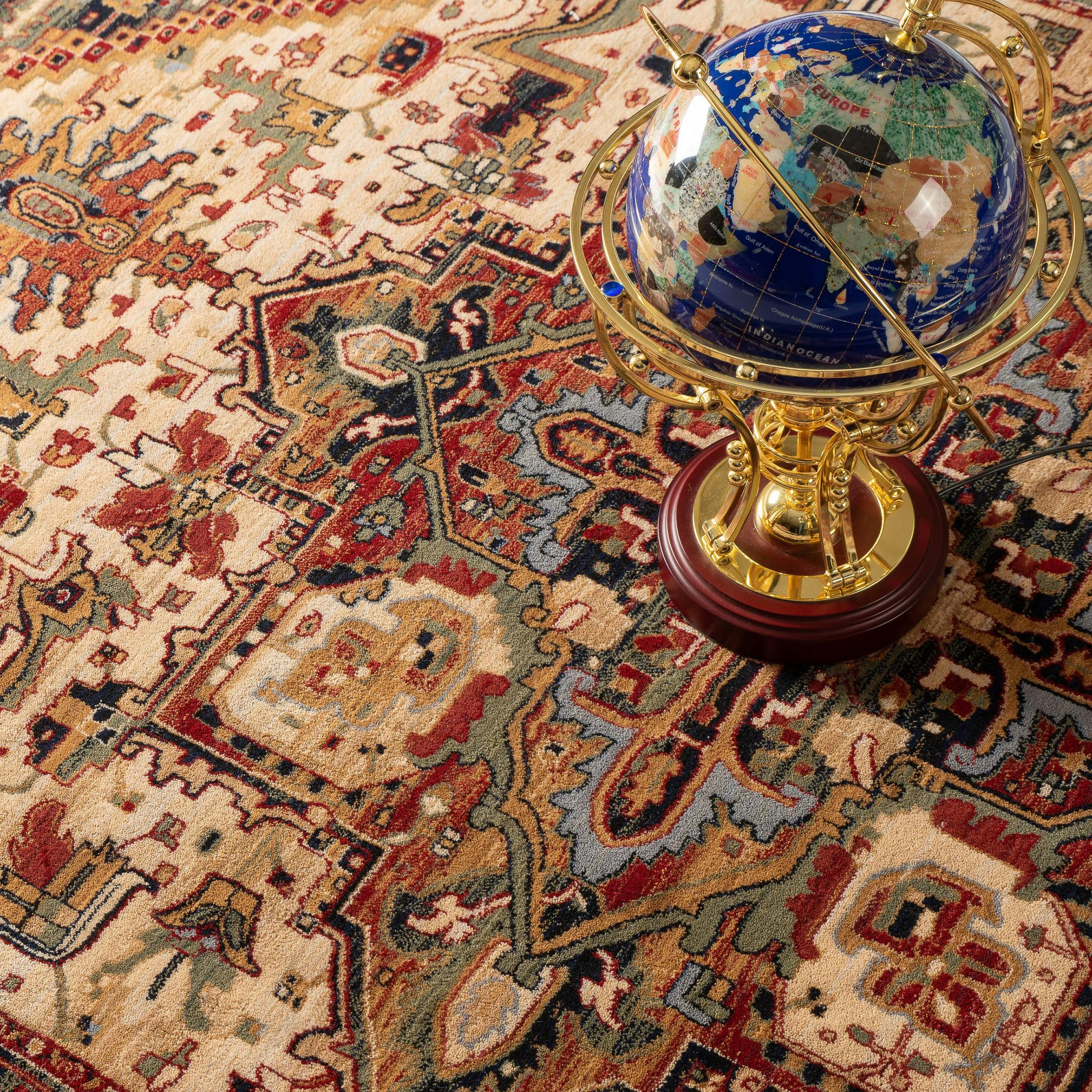 SAHARNA - Tapis d'orient tissé - à franges beige 250x340 cm