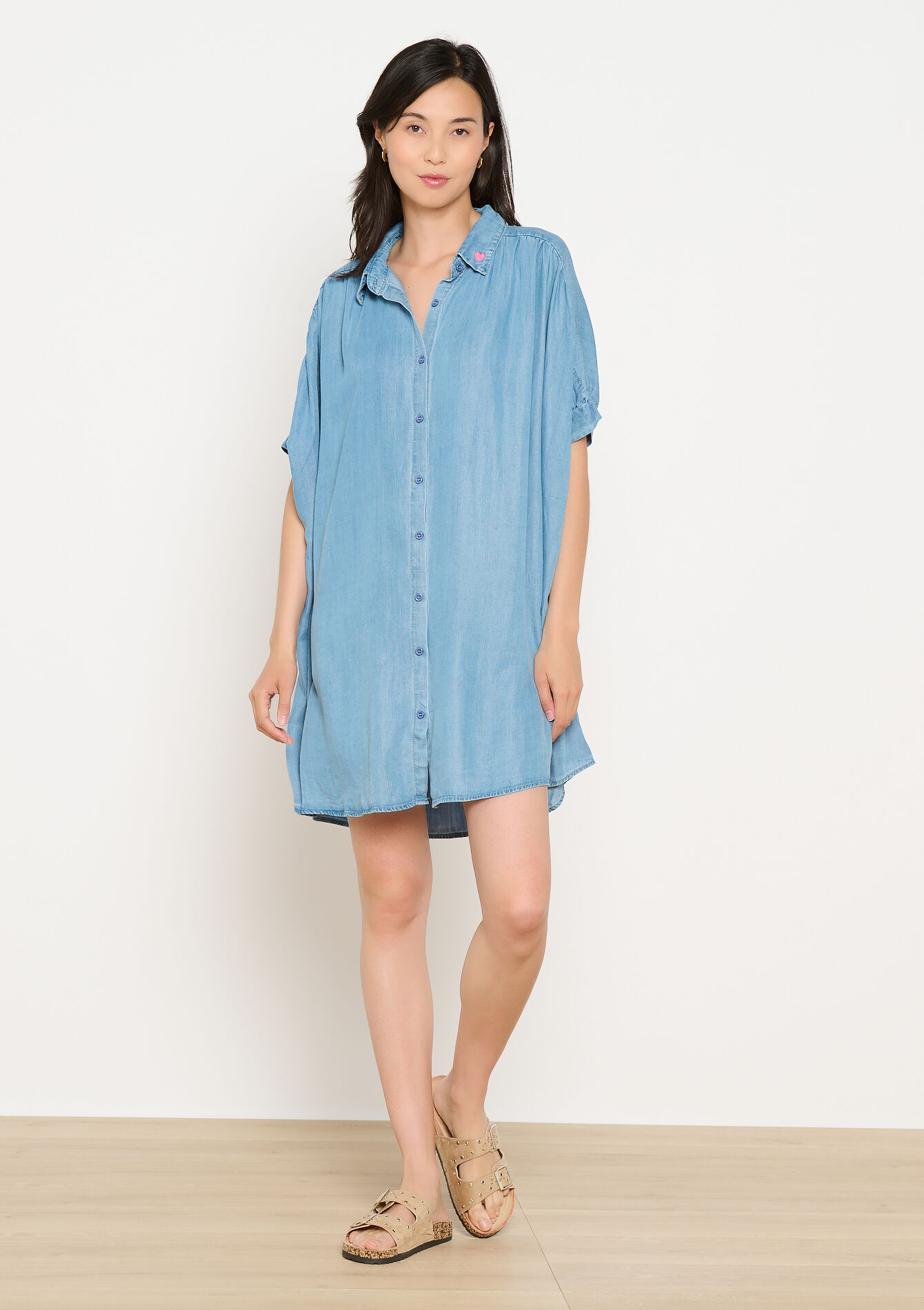 Korte tencel hemdjurk