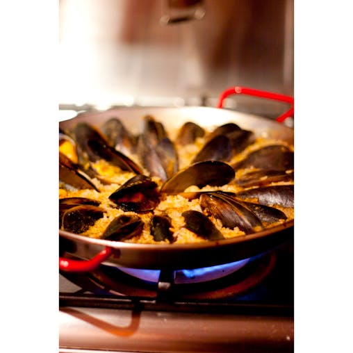 Garcima Carbon Steel Paella Pan with Red Handles 34cm