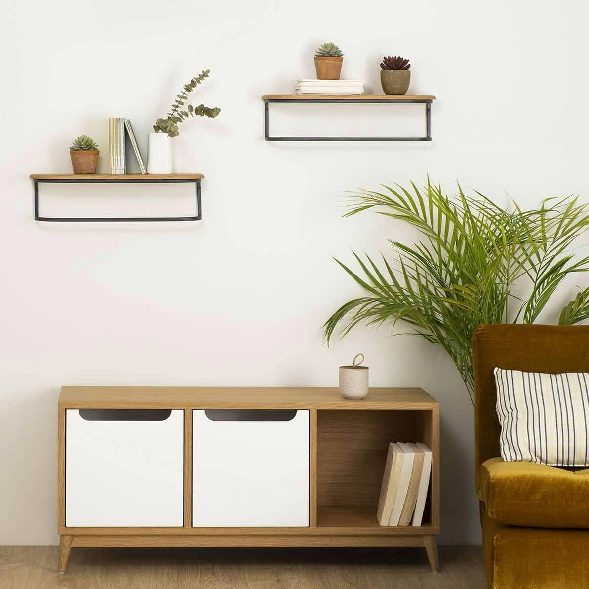 - DUO LIKE - 2 Étagères murale en bois massif - chene