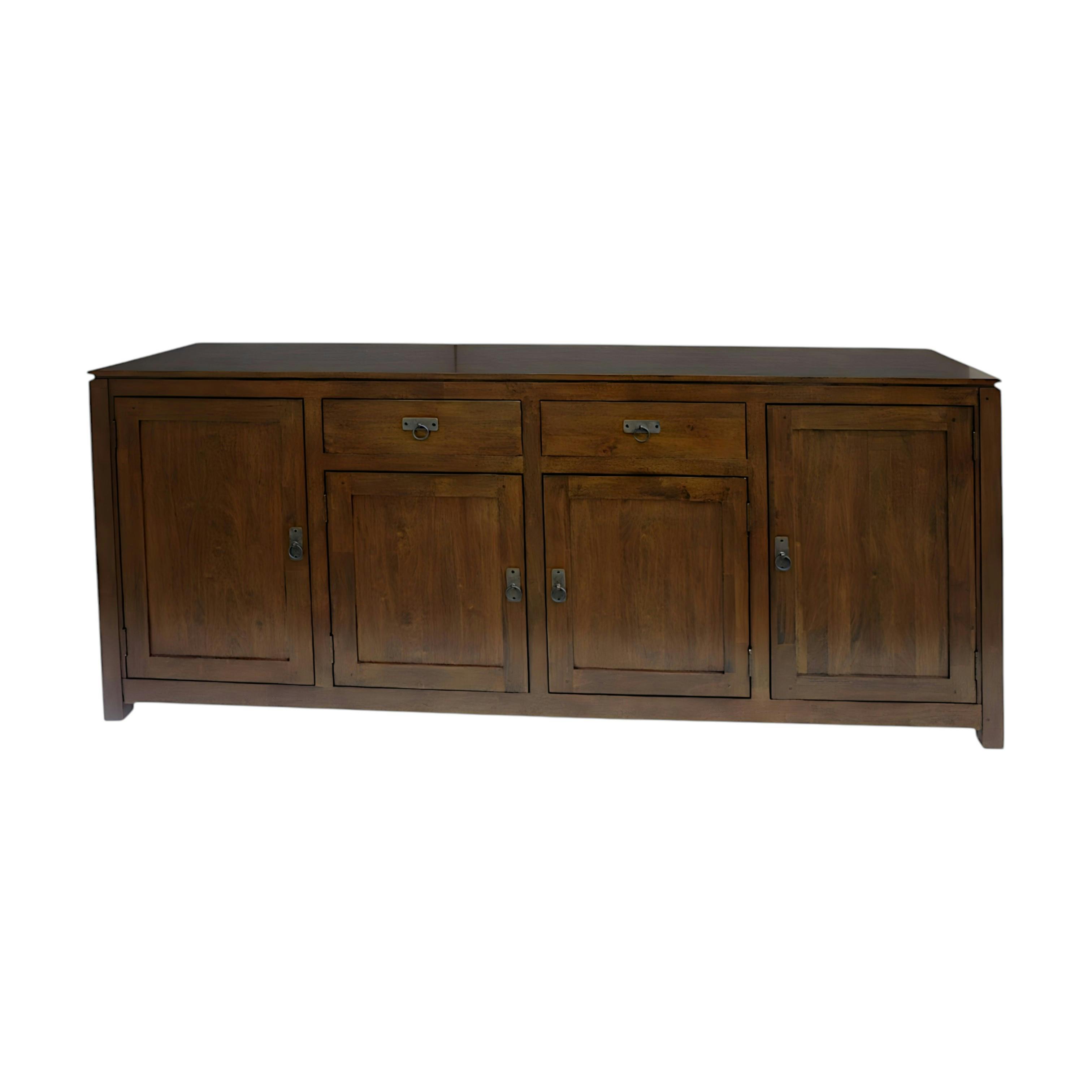Buffet Enfilade Hévéa 4 portes, 2 tiroirs 200x45x85cm HELENA