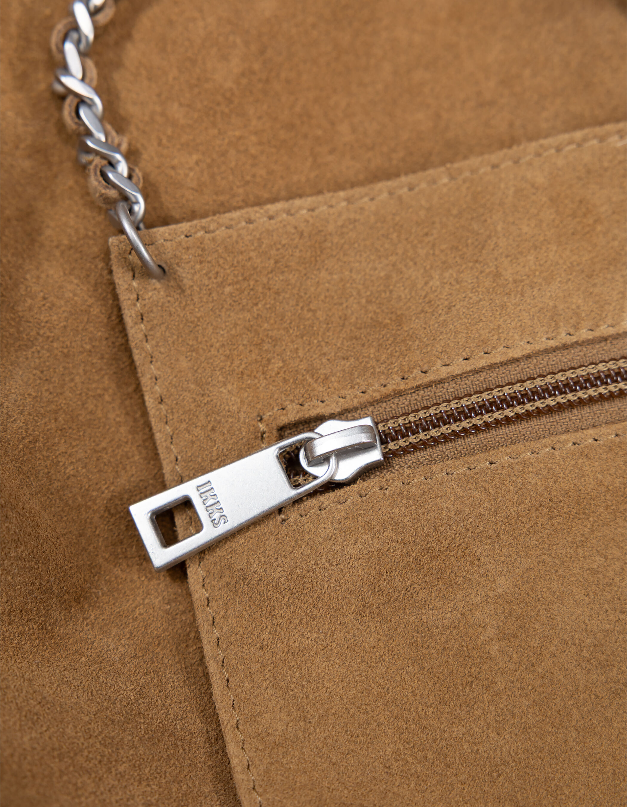 Sac Hobo kaki cuir velours
