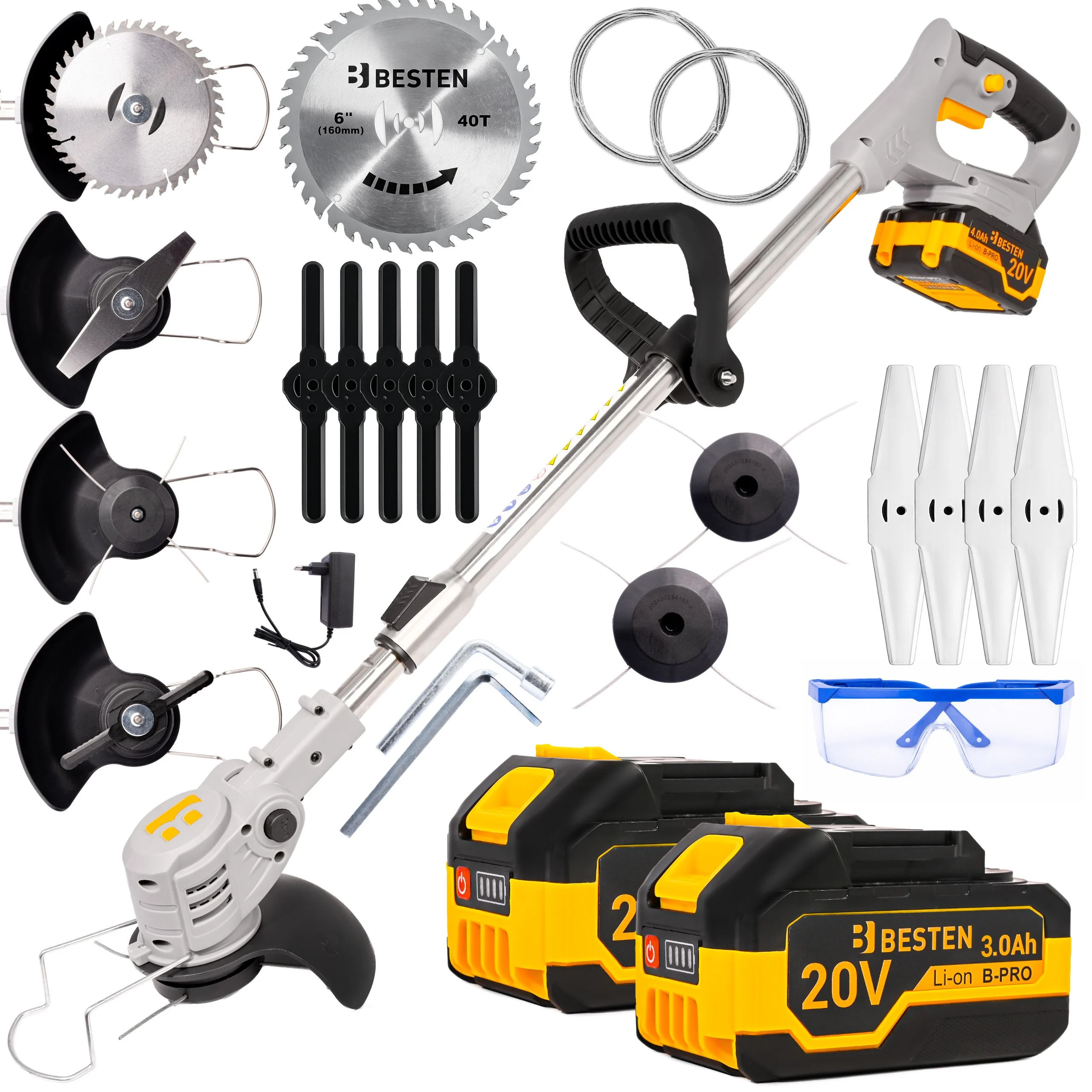 Podkaszarka akumulatorowa BESTEN 20V 2x3Ah trymer do trawy 1,6 kg