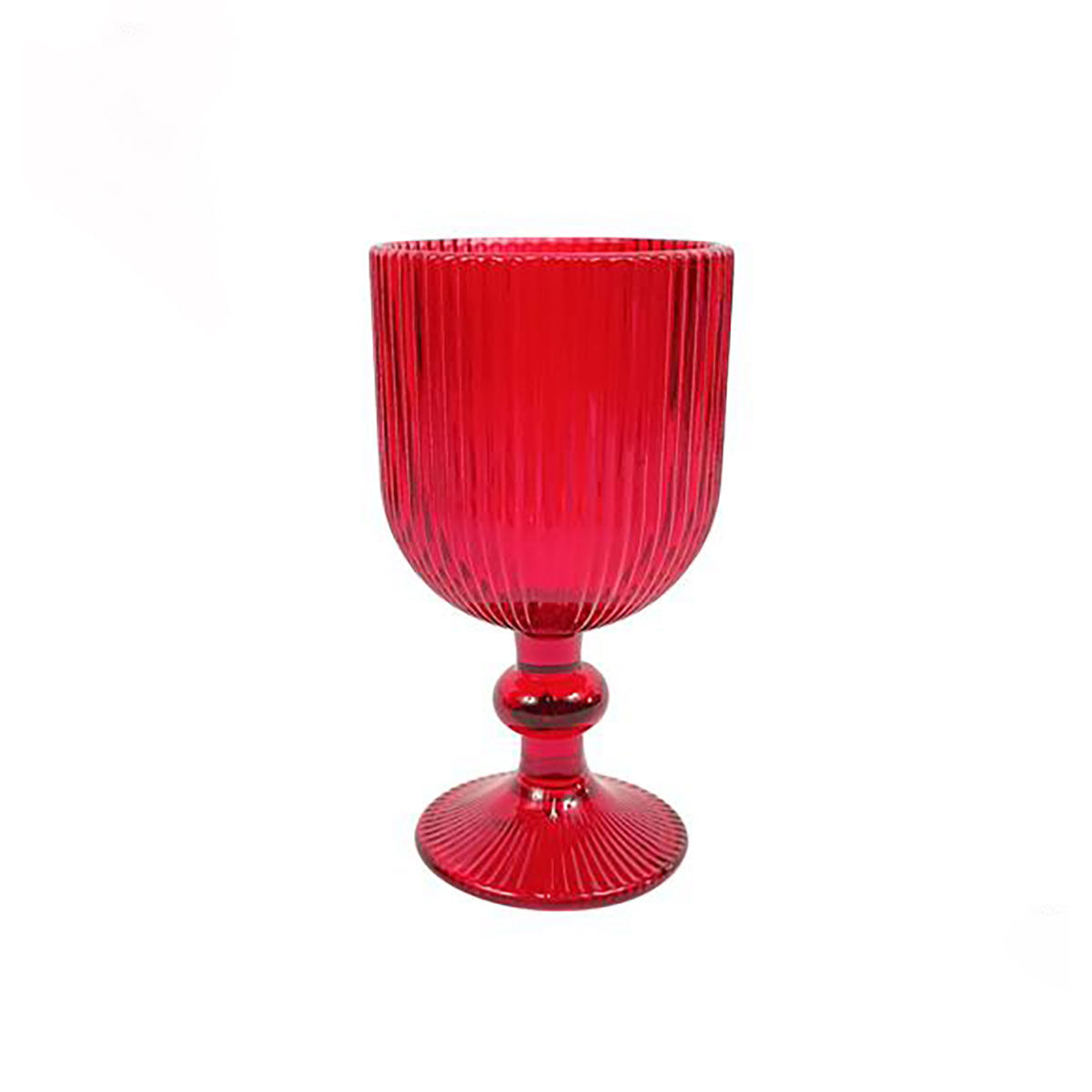 Conjunto de 6 copos de vinho com pé vermelho &agrave;s riscas 26cl